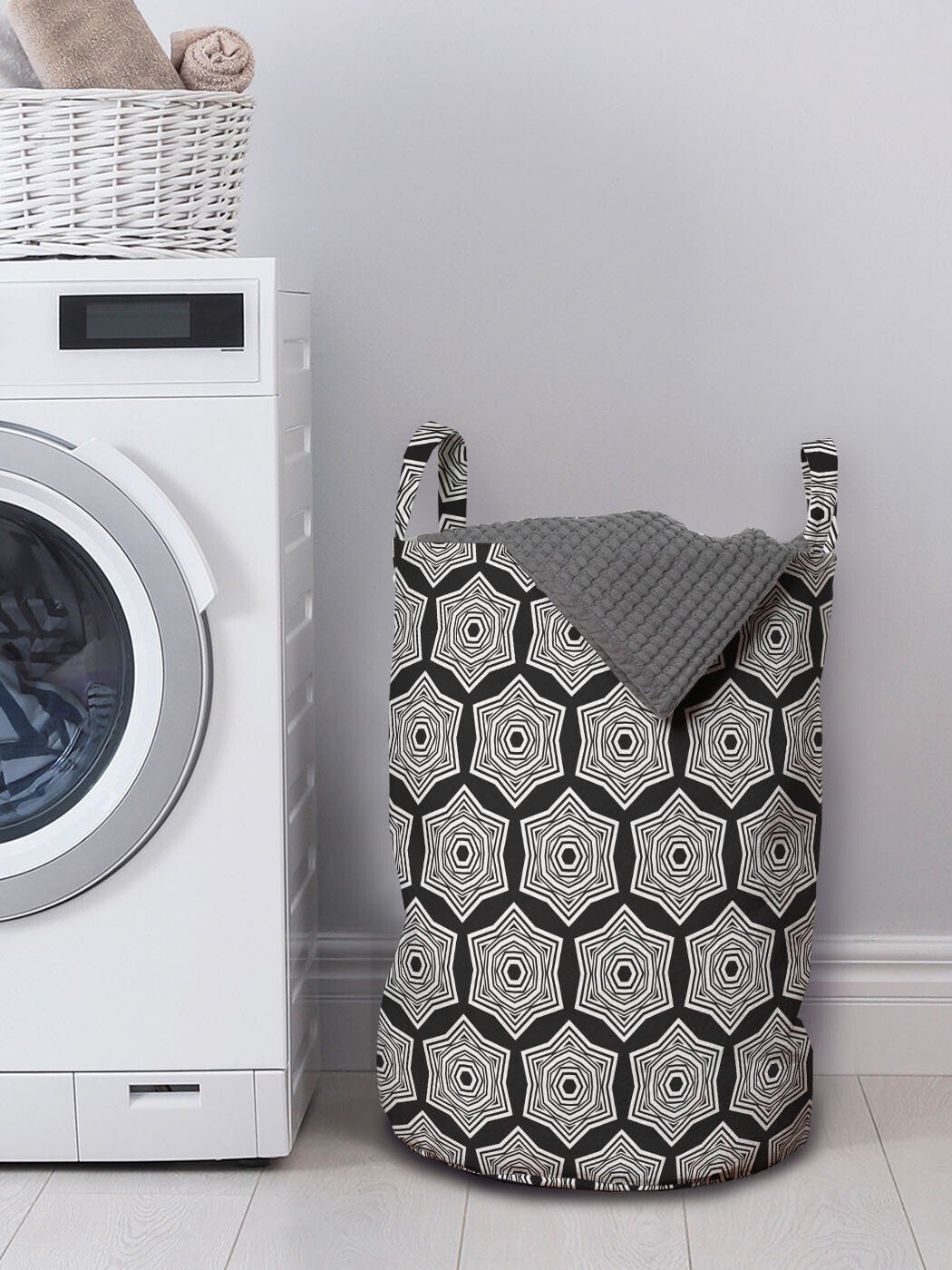 Star Waschsalons, für Griffen Abstrakt shapes Wäschekorb Futuristisch mit Abakuhaus Wäschesäckchen Kordelzugverschluss