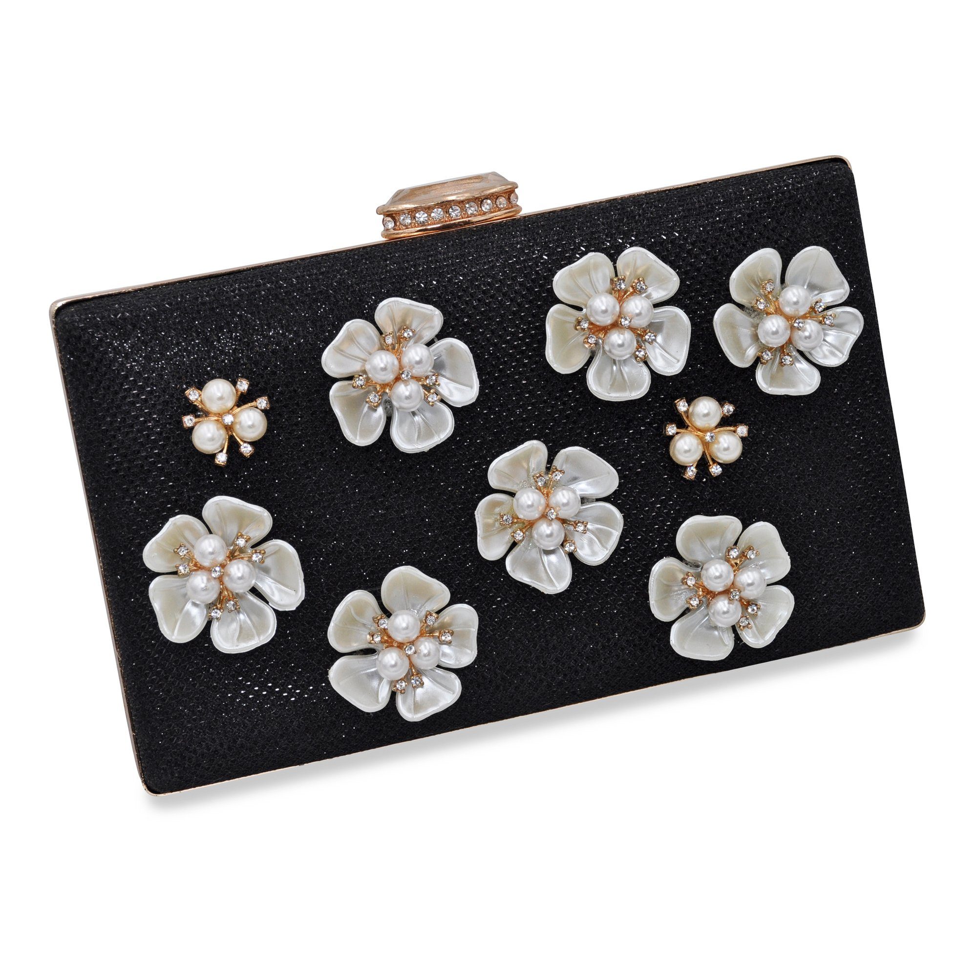 Abendtasche Perlen, Glassteine mit Blumenzierde