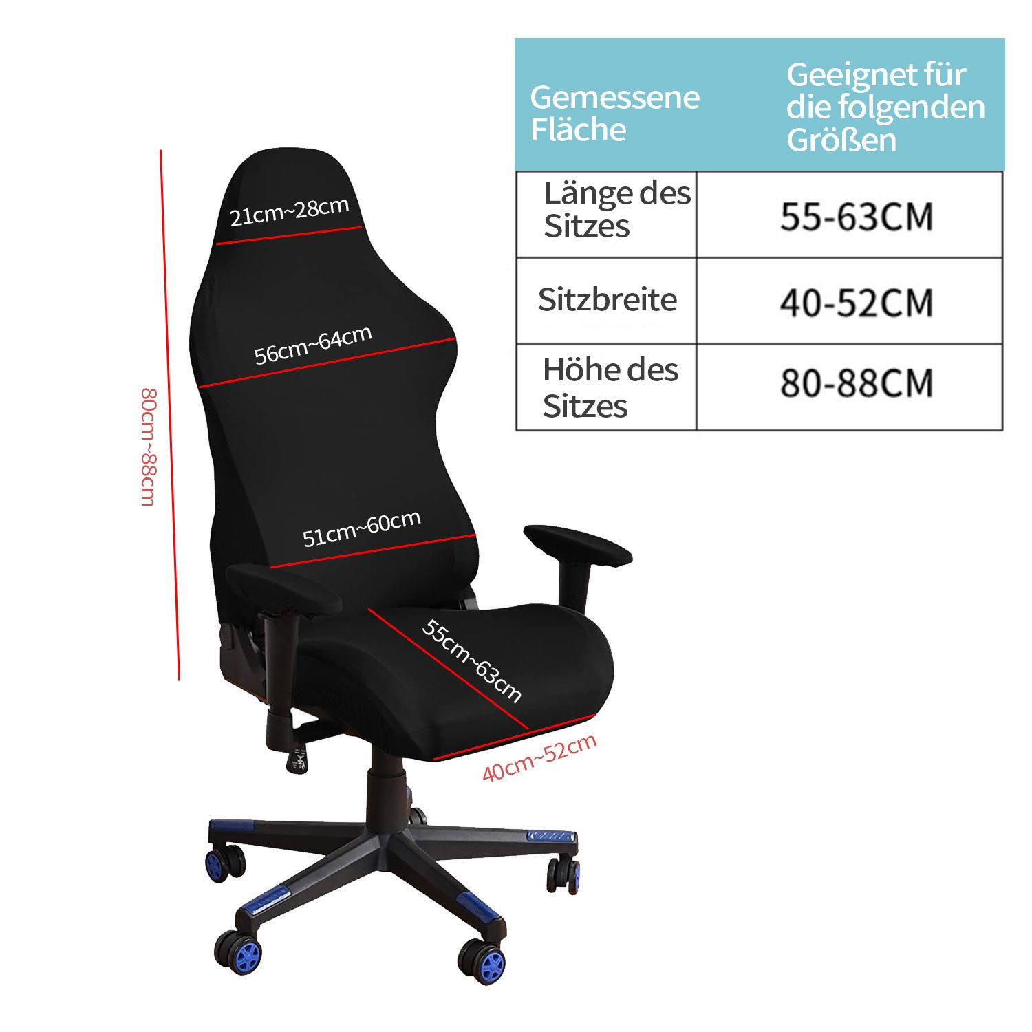 Refttenw Bürostuhlhusse Gaming Stuhl Bezug Set Belastbar Waschbar mit 2-St günstig online kaufen