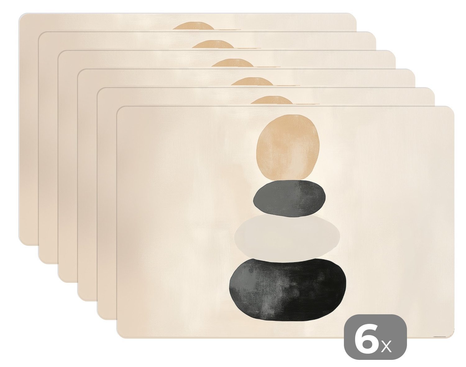 MuchoWow Platzset Japandi - Wabi sabi - Beige, (6-St), Platzsets, Tischset, Abwaschbar, Tischsets, Platzdeckchen