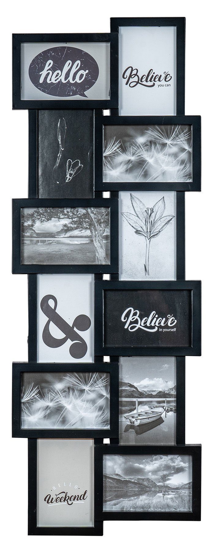 Levandeo® Bilderrahmen Collage, Bilderrahmen Schwarz 12 Fotos 32x83cm Galer günstig online kaufen