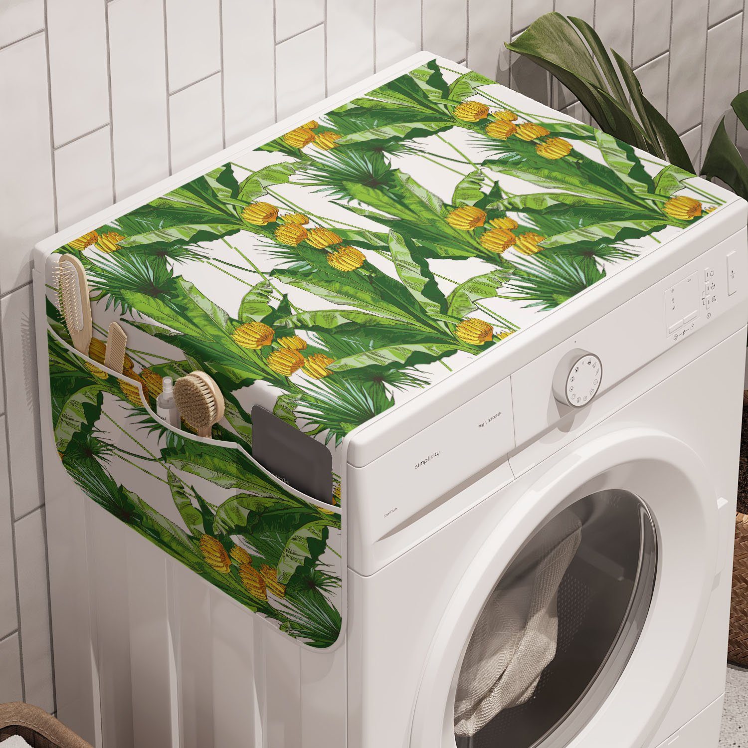 und Trockner, Exotisch Anti-Rutsch-Stoffabdeckung Badorganizer Waschmaschine Regenwald für Blatt- Abakuhaus tropischer