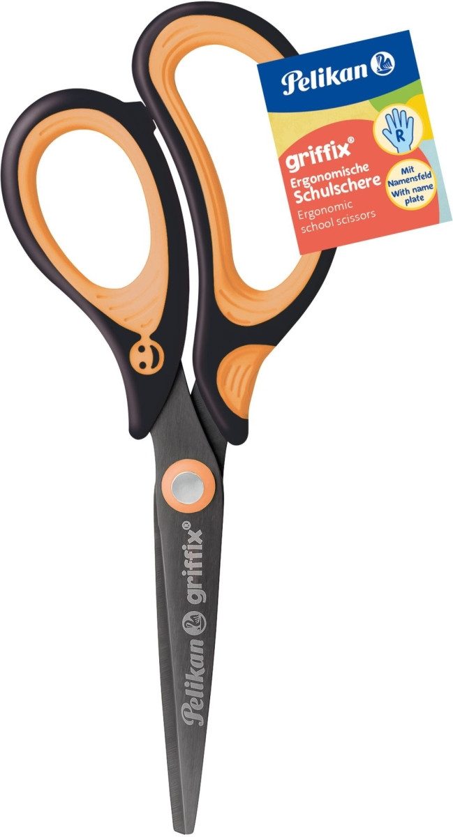Pelikan Papierscheren Schulschere griffix NeonBlack Rechtshänder Spitz 15cm
