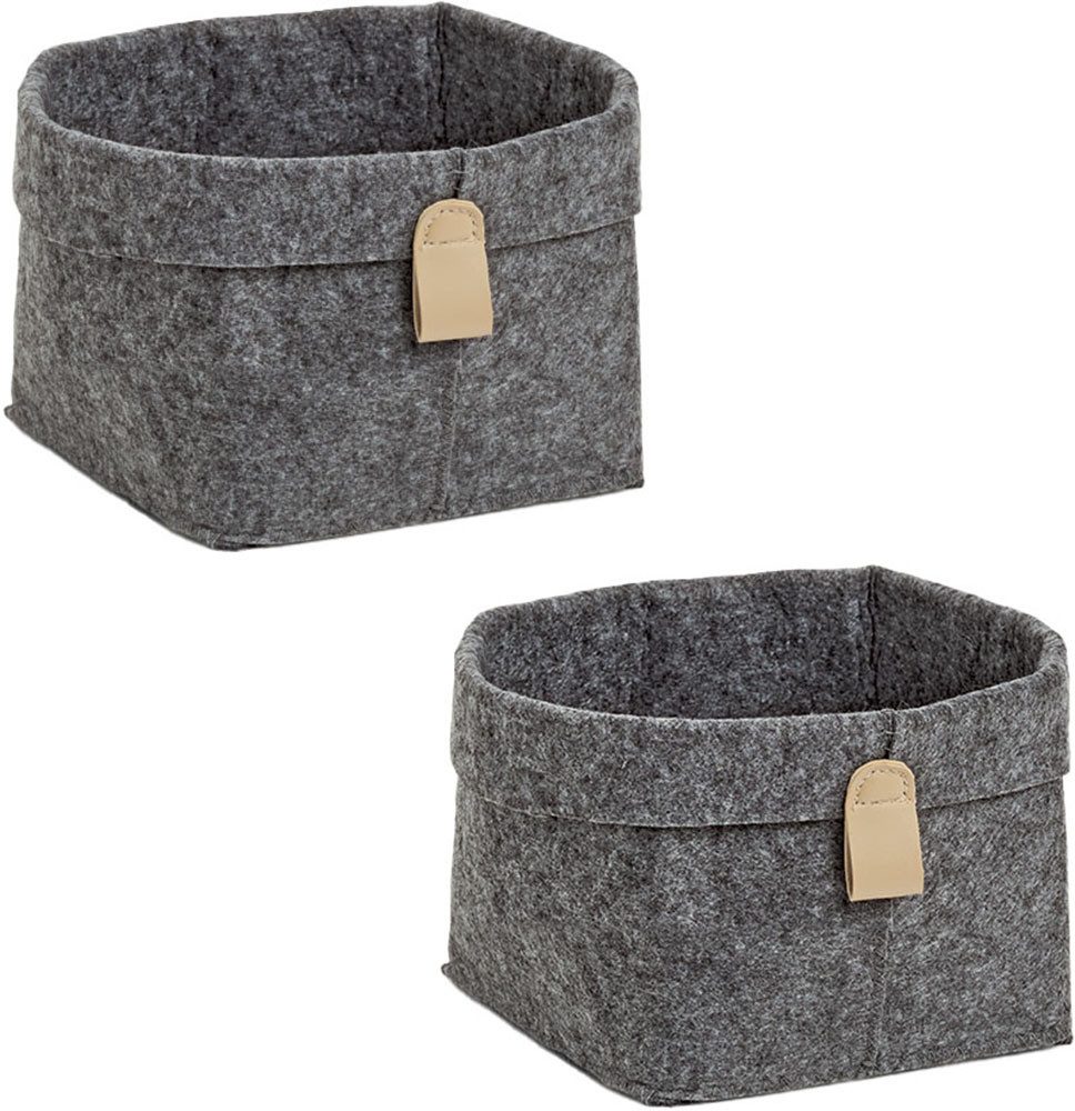 Zeller Present Aufbewahrungskorb Aufbewahrungskorb, Filz, grau, 2-tlg. (Set, 2 St), aus meliertem Filz, je 16x16 cm, Höhe ca. 17 cm