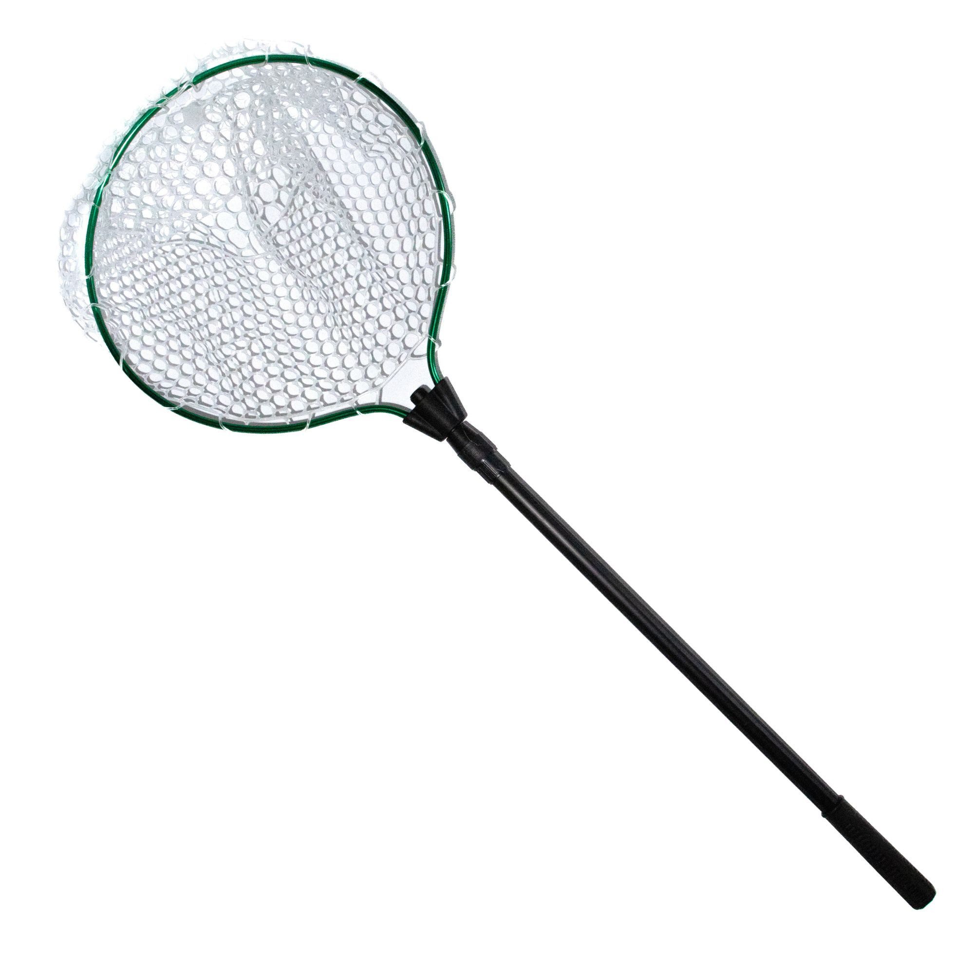Angelkescher Trout Spoon Forellenkescher Gummiert & Teleskopierbar 190cm PVC-Netz