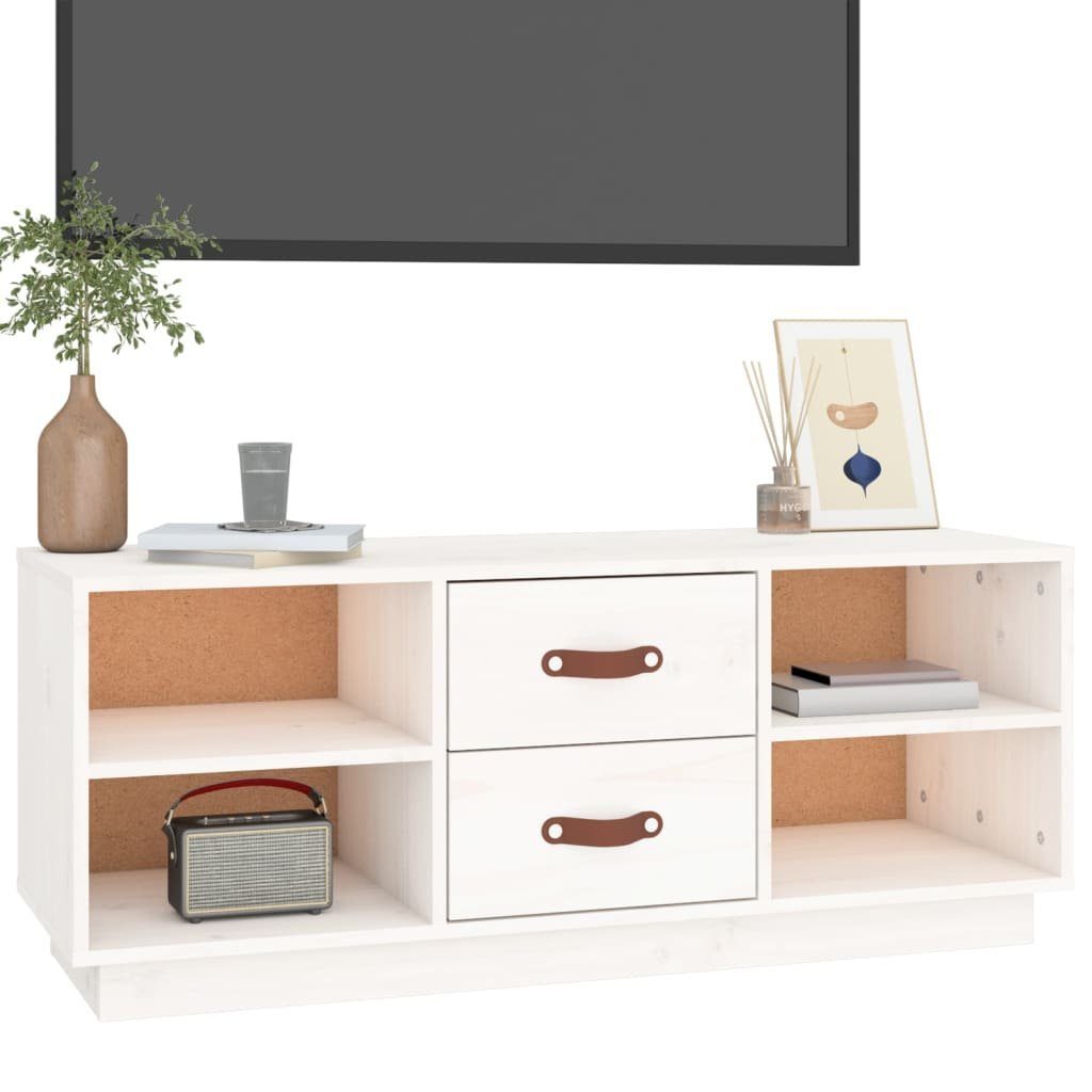 Weiß Massivholz TV-Schrank 100x34x40 Kiefer furnicato cm