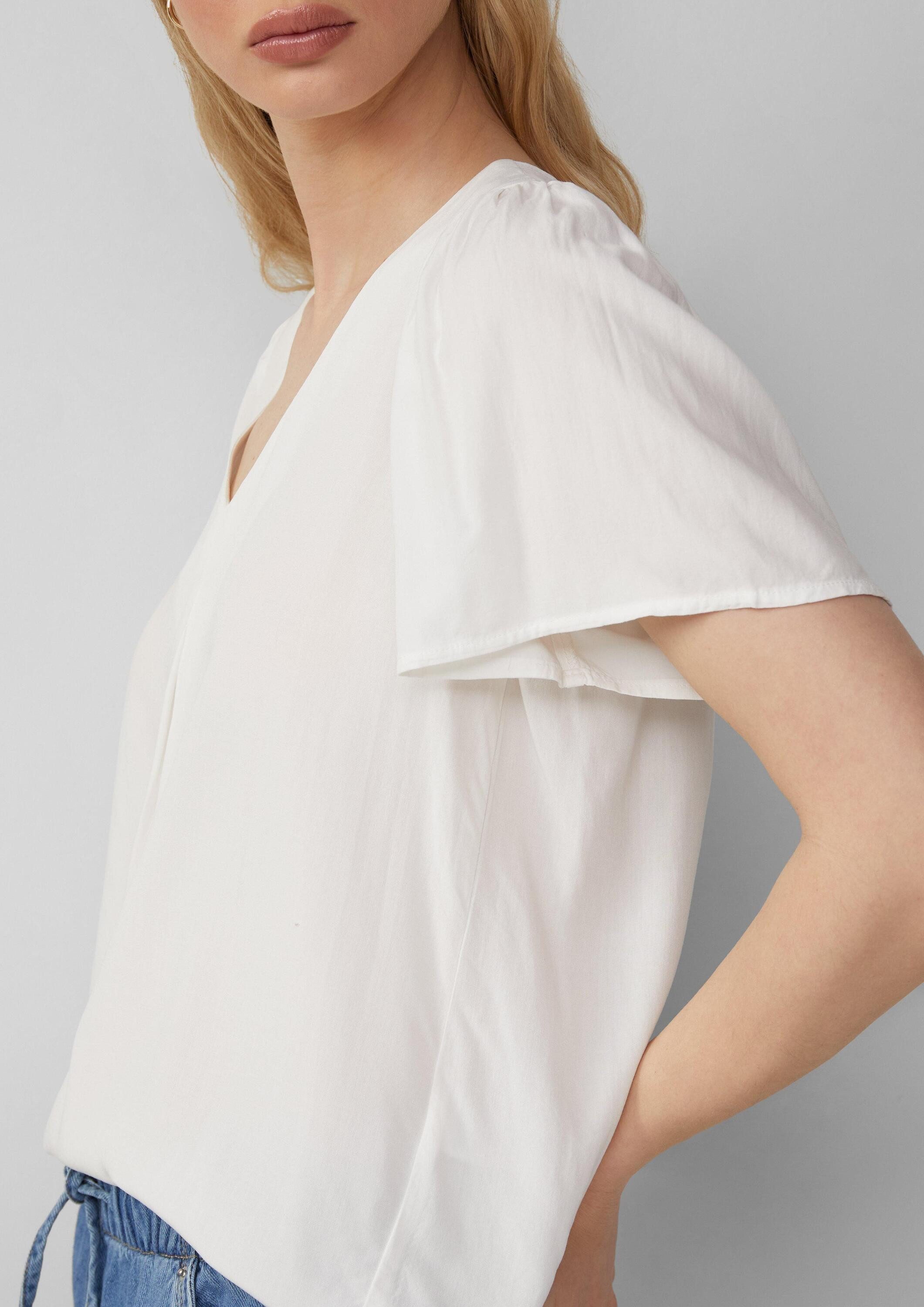 QS Kurzarmbluse Bluse Feminine Kurzarmbluse aus Viskose