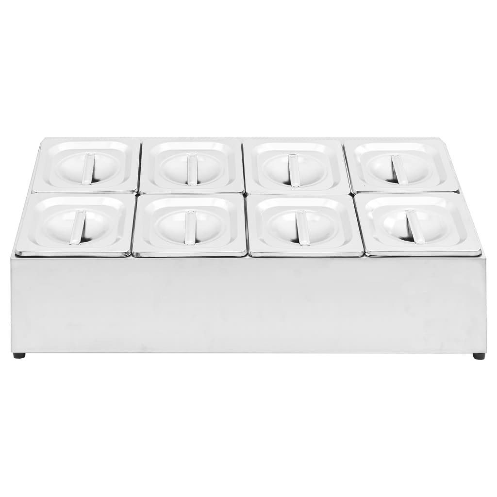 vidaXL Küchenregal Gastronorm-Ständer mit 8 GN 1/6 Behältern Edelstahl, 1-tlg.