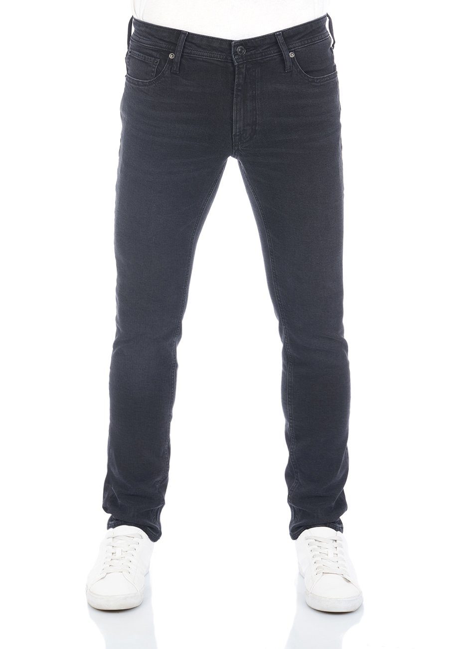 Jack & Jones Slim-fit-Jeans Herren Jeanshose JJIGLENN Slim Fit Denim Hose mit Stretch Black Denim 109 (12225765)