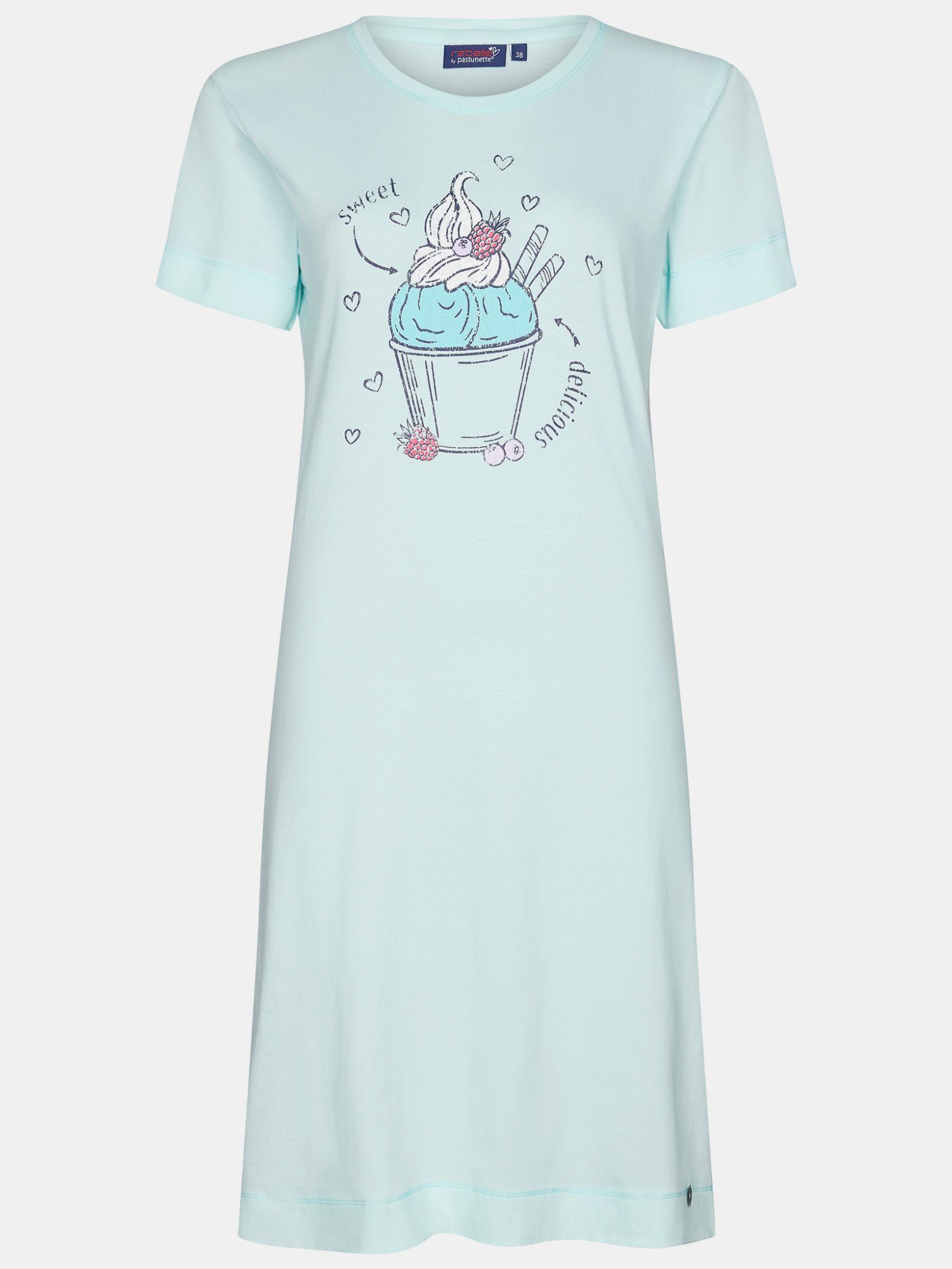 Rebelle Nachthemd Damen Schlafshirt mit kurzem Arm (1-tlg) Baumwolle