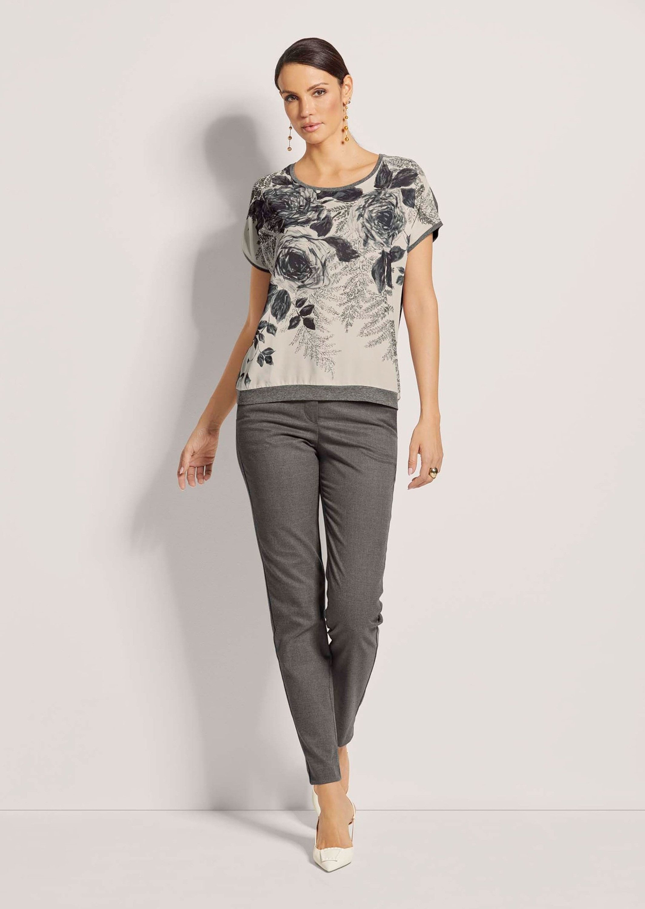 MADELEINE Langarmshirt Rundhals-Shirt im Material-Mix günstig online kaufen