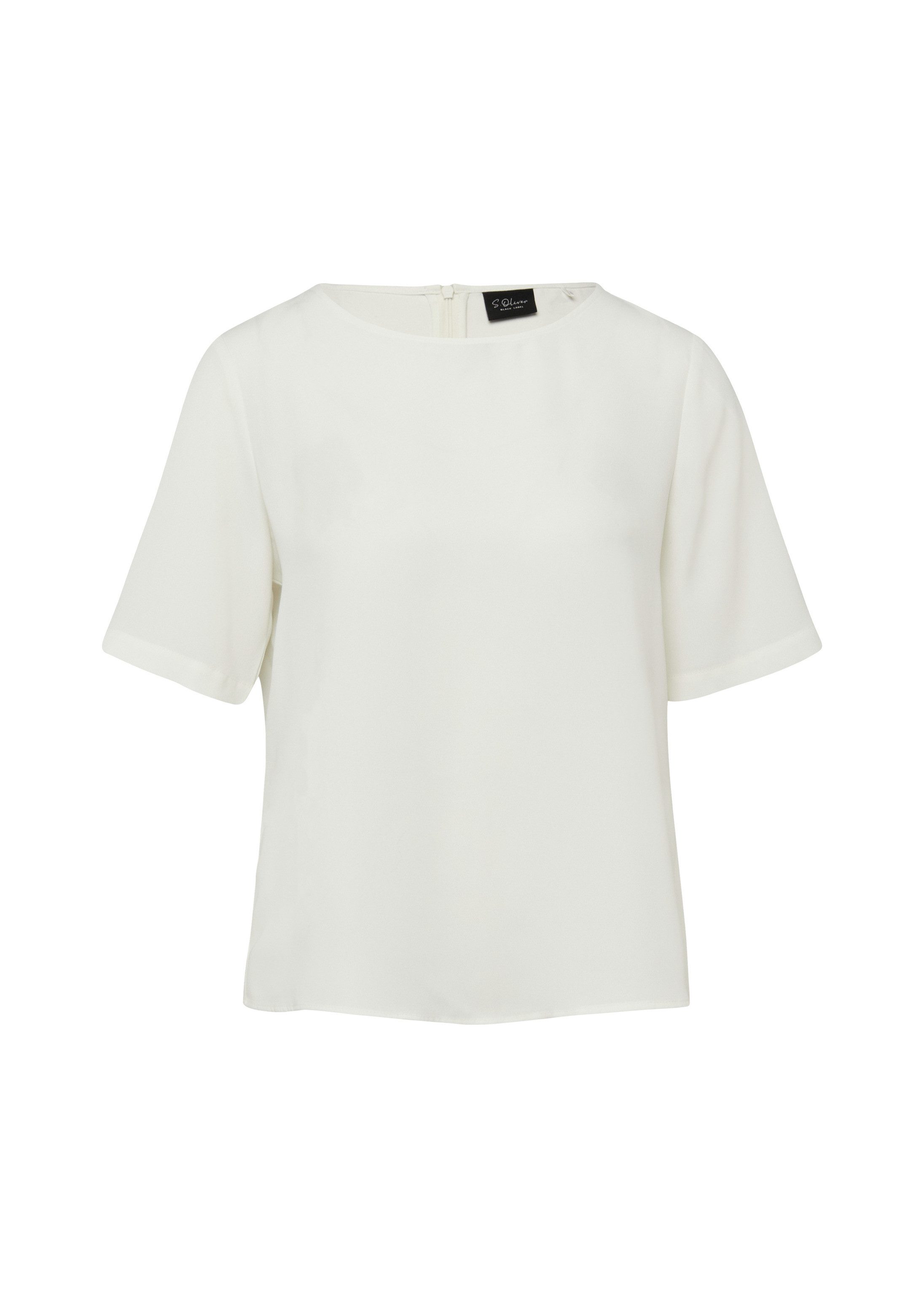 s.Oliver Kurzarmbluse Bluse Crêpe-Shirt mit Reißverschluss