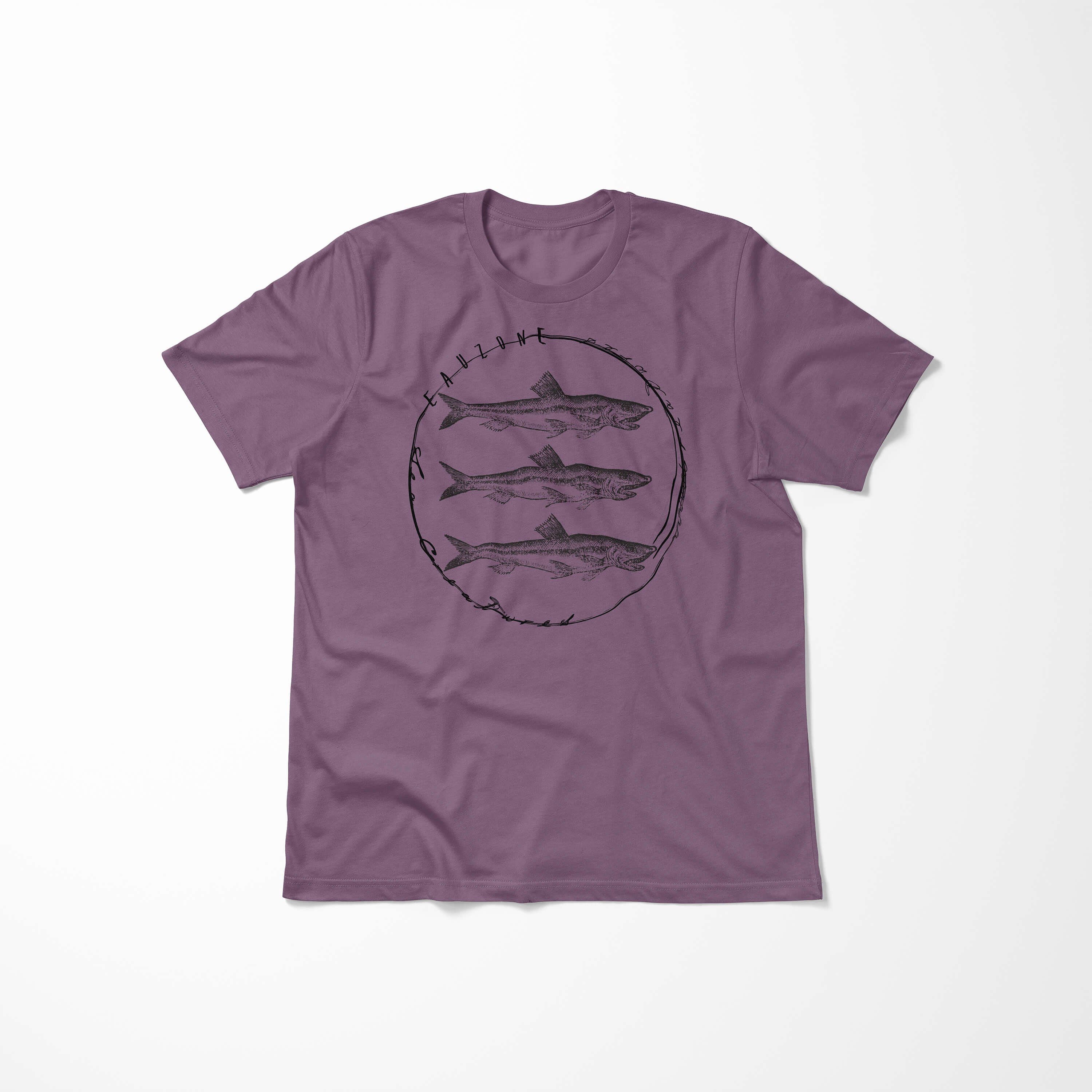 Sea Sea Struktur feine Creatures, Shiraz Tiefsee Serie: T-Shirt Schnitt sportlicher 091 Sinus und - T-Shirt Art Fische /