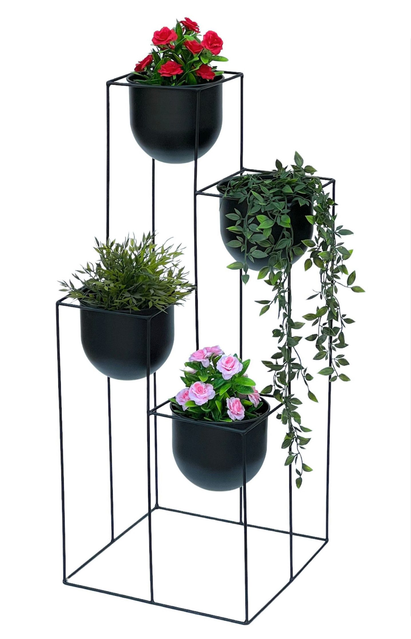 Blumenständer Blumentreppe Metall Schwarz 90 cm Pflanzentreppe 210015