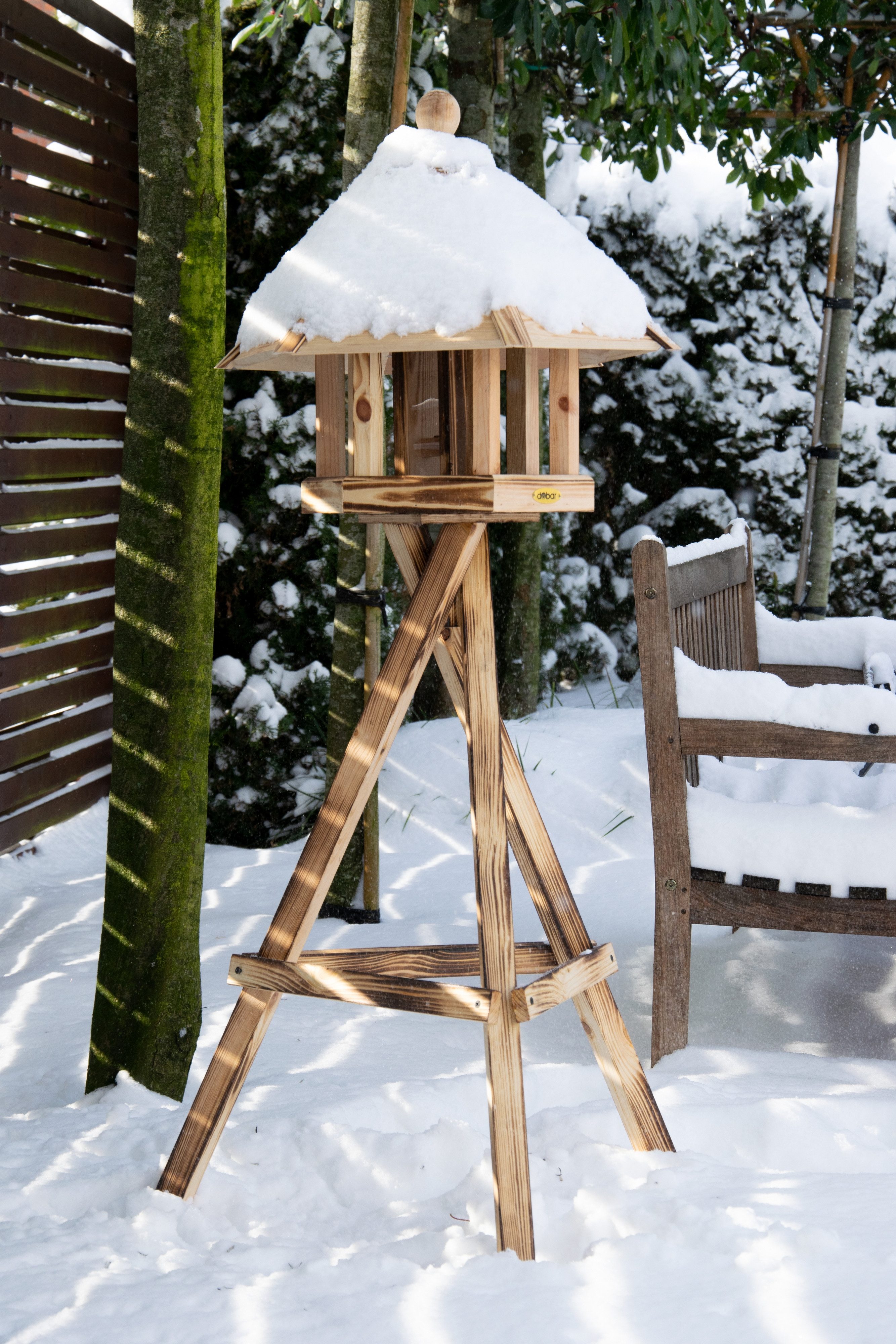 dobar Vogelhaus Vogelhausständer Dreibein, geflammt