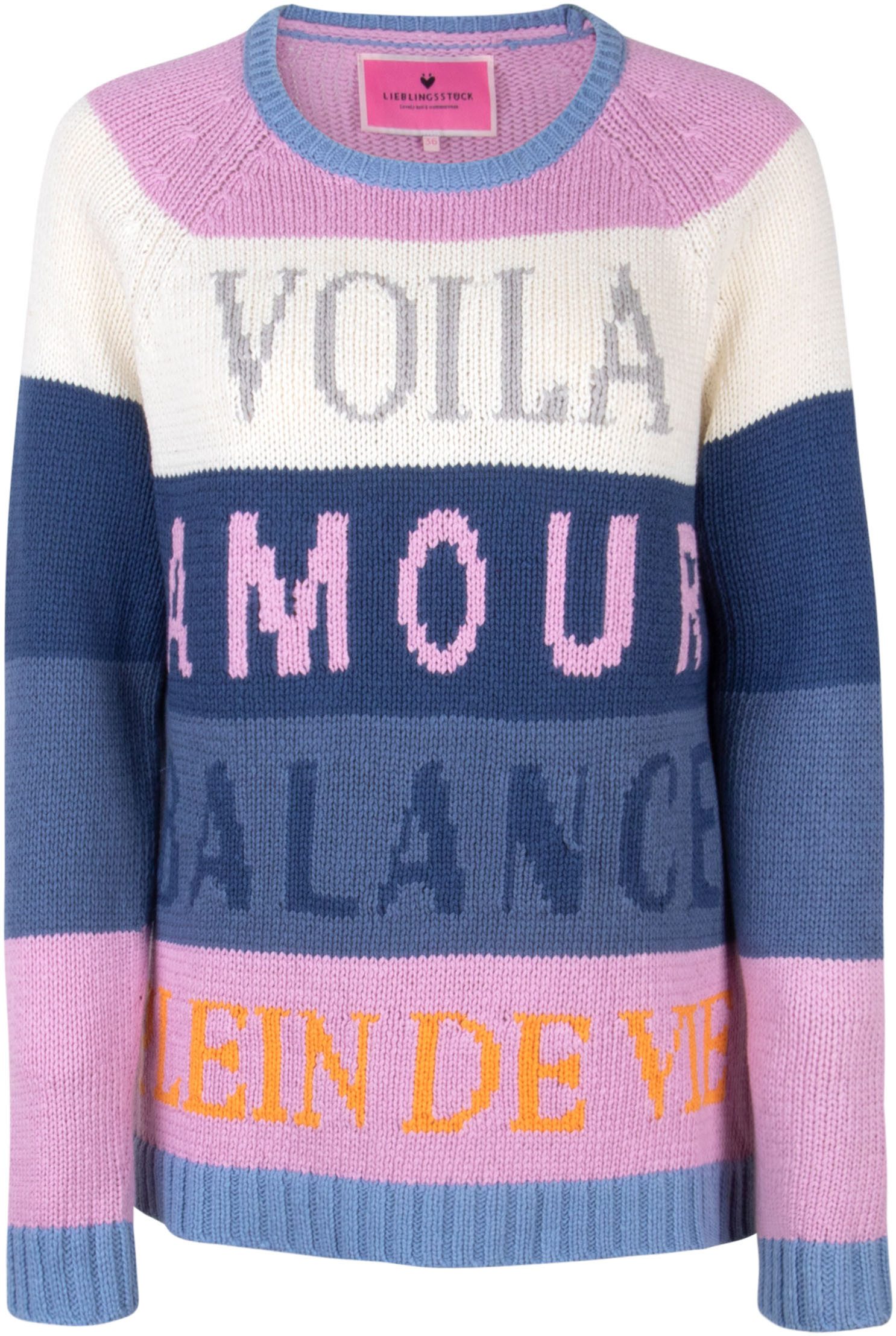 Lieblingsstück Rundhalspullover BamikaL mit Streifenintarsie & günstig online kaufen
