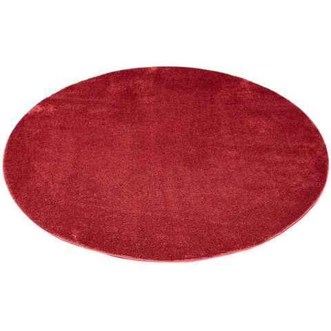 Teppich Softshine 2236, Carpet City, rund, Höhe: 14 mm, besonders weich, Uni Farben, ideal für Wohnzimmer & Schlafzimmer