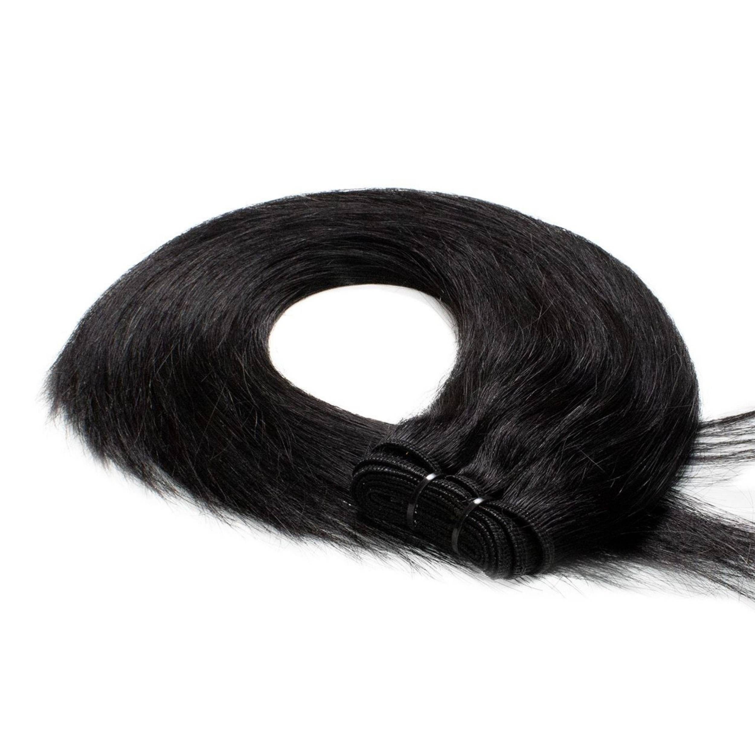 hair2heart Echthaar-Extension Premium Echthaartresse #2/0 Schwarz 60cm