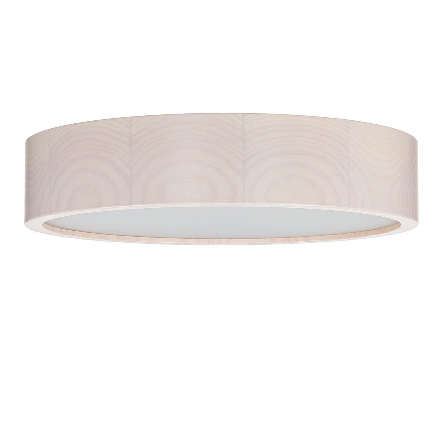 Licht-Erlebnisse Deckenleuchte ARBARO, ohne Leuchtmittel, Runde Deckenlampe geweißtes Holz Glas blendarm Wohnzimmer Lampe