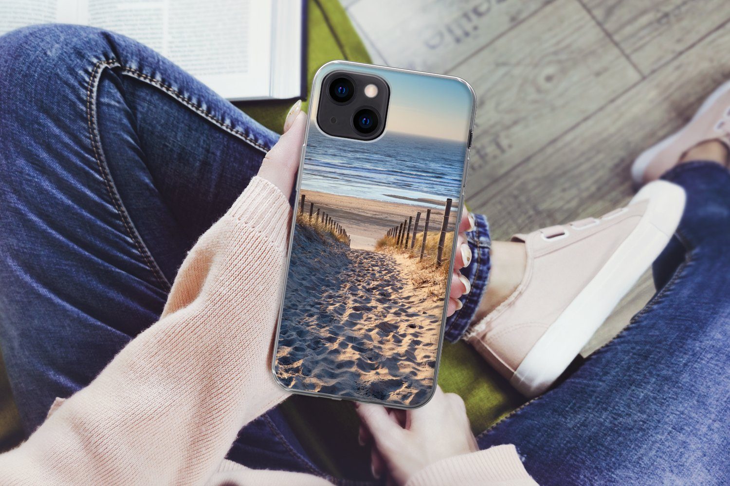 MuchoWow Handyhülle für Apple iPhone 13 Strand - Meer - Niederlande - Dünen - Sonne, Smartphone-Bumper, Print, Handy Schutzhülle Dünn