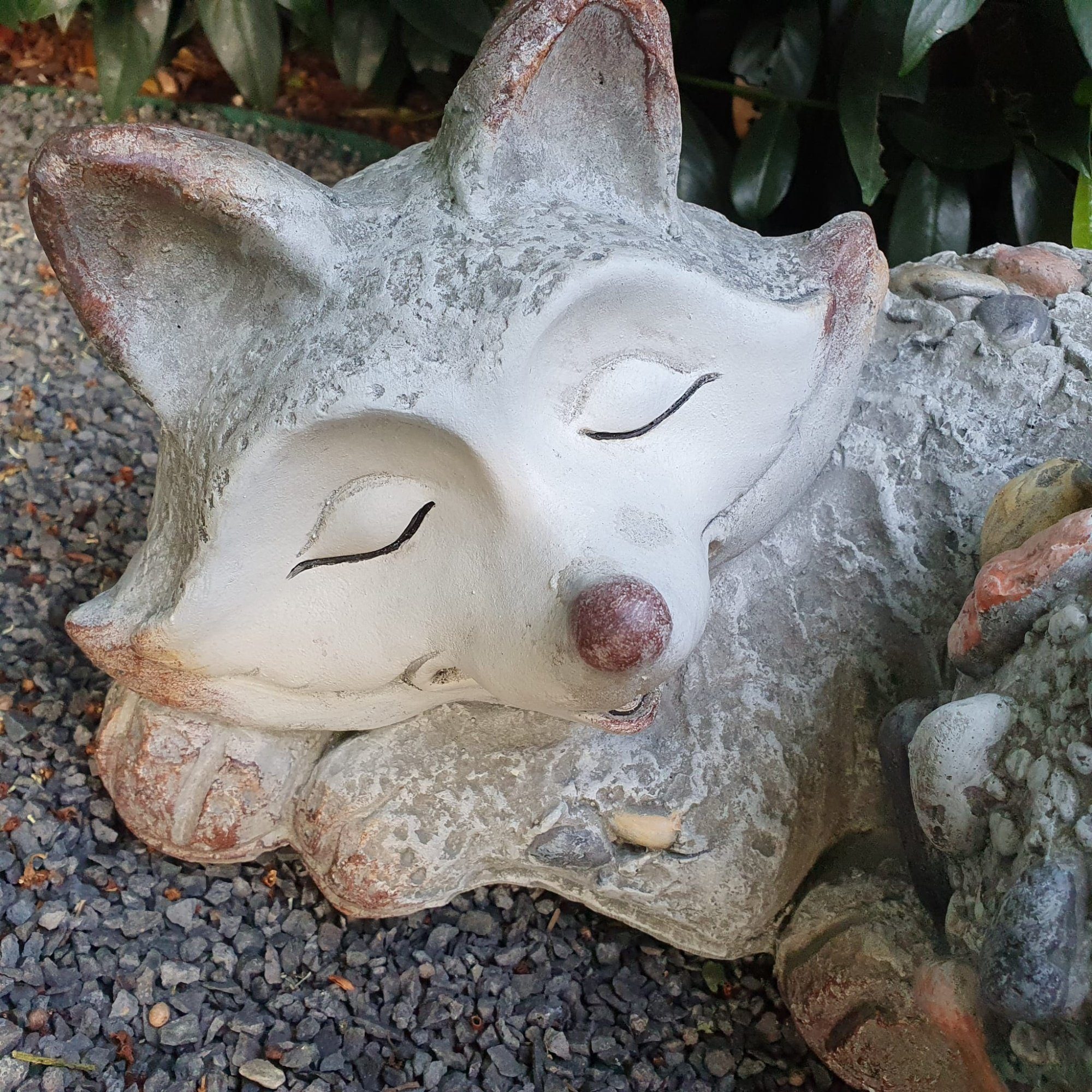 Gartenfigur Figur Schlafende Gartendeko wetterfest cm Aspinaworld lang Steinoptik 40 Fuchs in