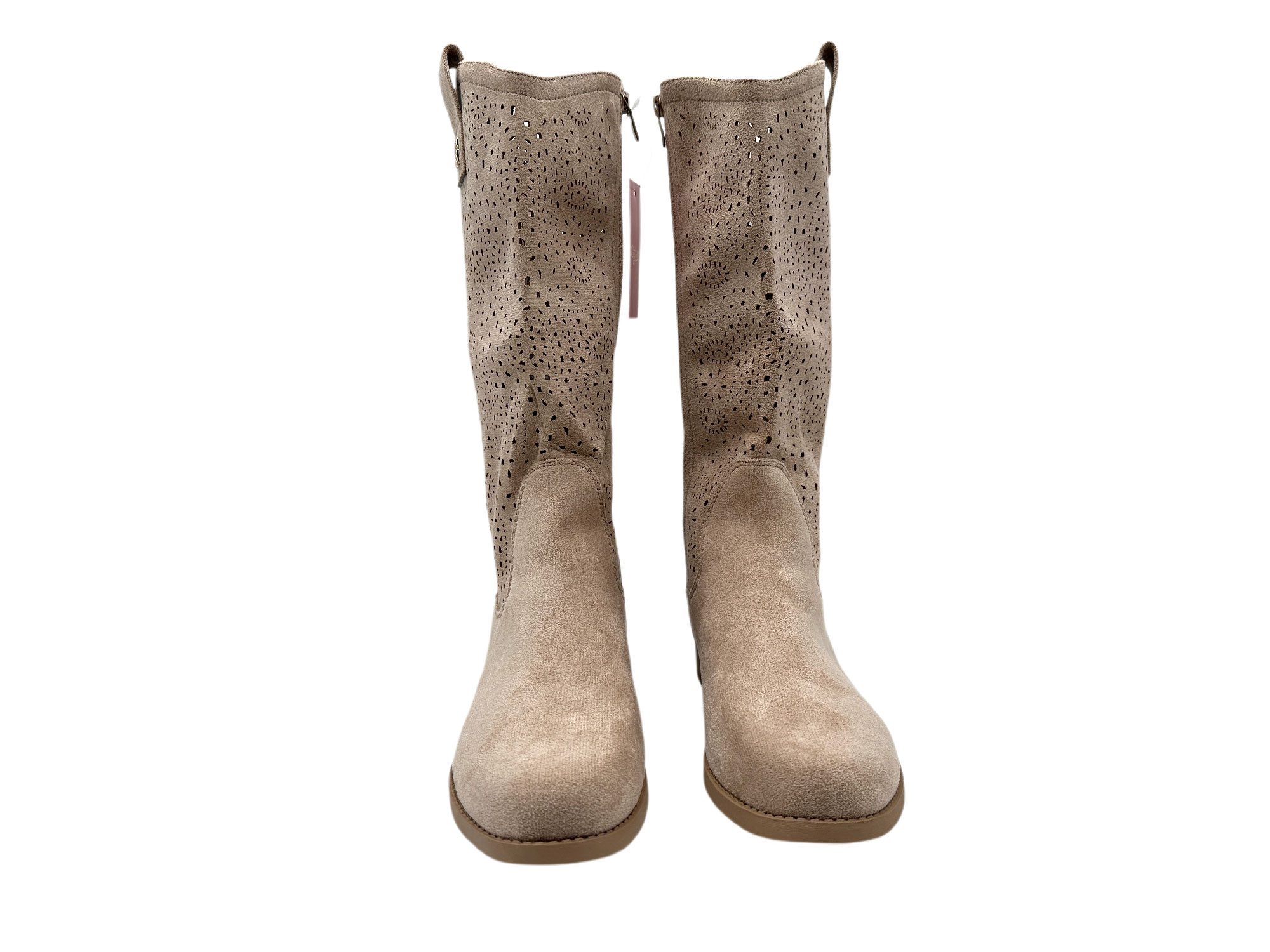 Nowaland Damen Stiefel mit Lochmuster und Blockabsatz Stiefel Dekoratives Lochmuster · Atmungsaktiv · Bequemer Blockabsatz