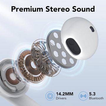 MPWHYL Kabellos Bluetooth 5.3 mit 4 ENC Noise Cancelling Mic, 50H Immersiver In-Ear-Kopfhörer (Robuste Konstruktion für eine zuverlässige Leistung in jeder Situation., Deep Bass Stereo Sound, IPX7 Wasserdicht Ohrhörer LED Anzeige, USB-C)