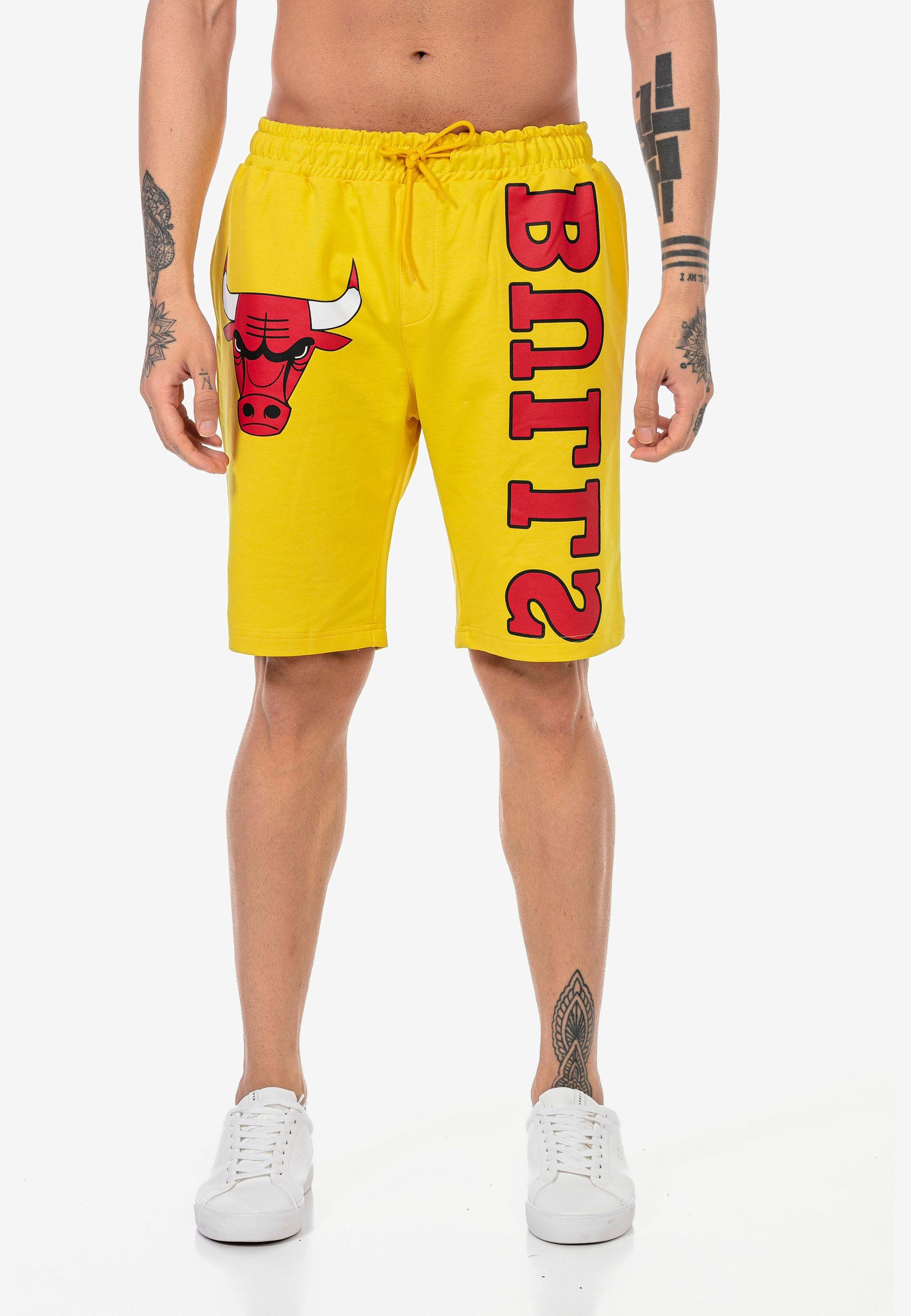 RedBridge Shorts Woking mit coolem Print gelb | Sportshorts