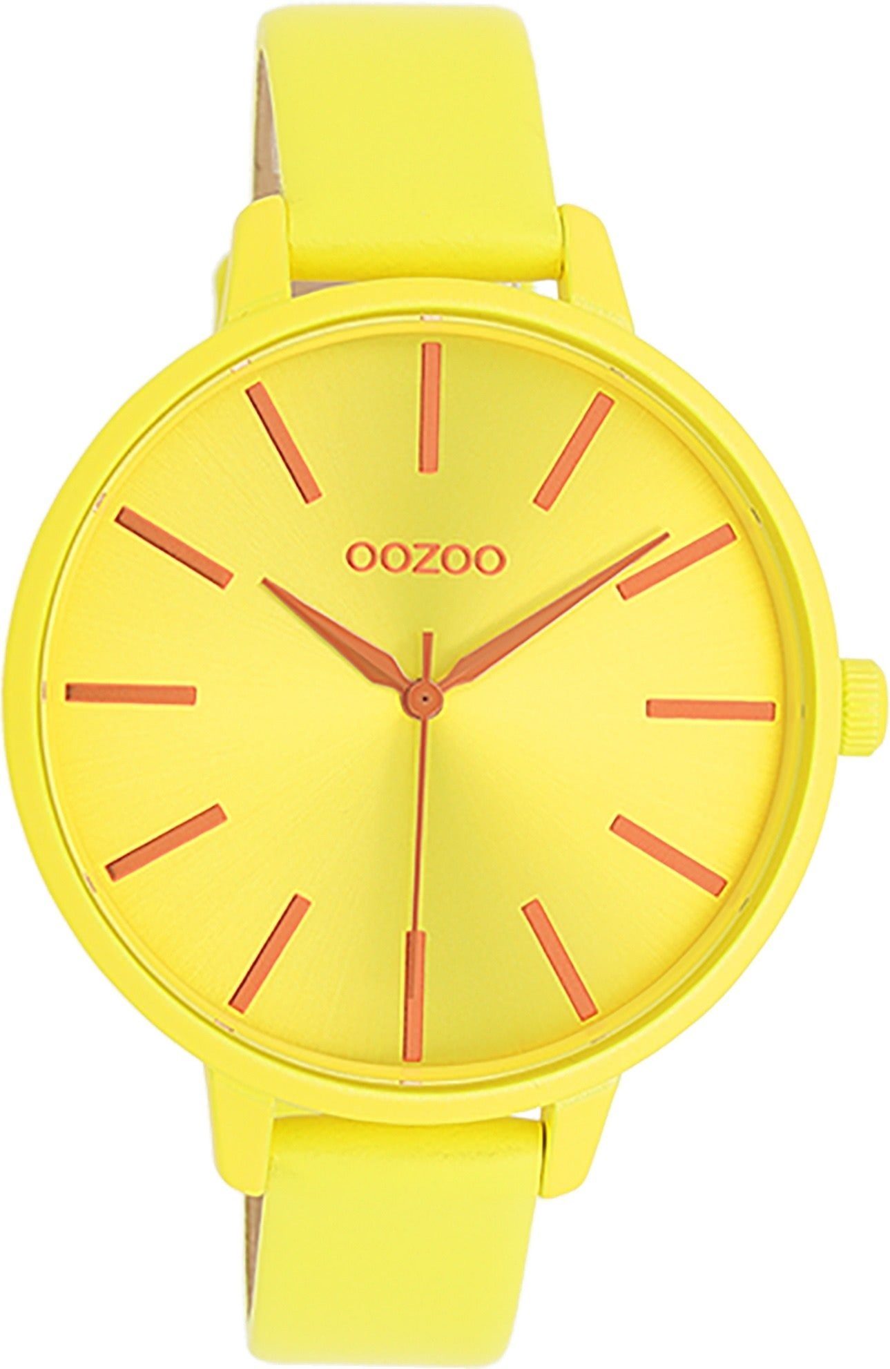 OOZOO Quarzuhr Oozoo Damen Analog, Lederarmband, (ca. 42mm) Timepieces rund, Fashion-Style Damenuhr Armbanduhr groß