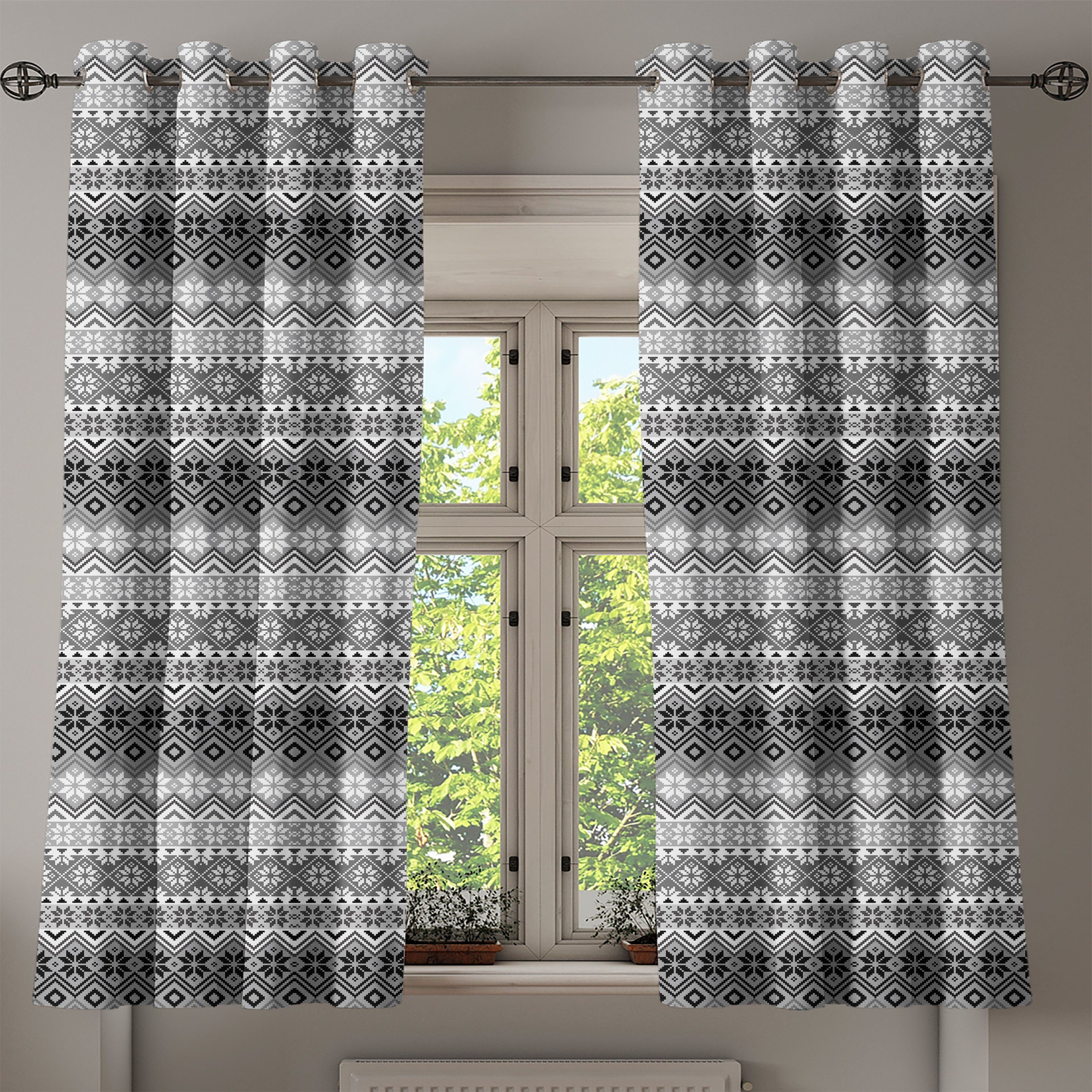 Dekorative nordisch für Abakuhaus, Klassische 2-Panel-Fenstervorhänge Scandinavian Gardine Schlafzimmer Wohnzimmer,