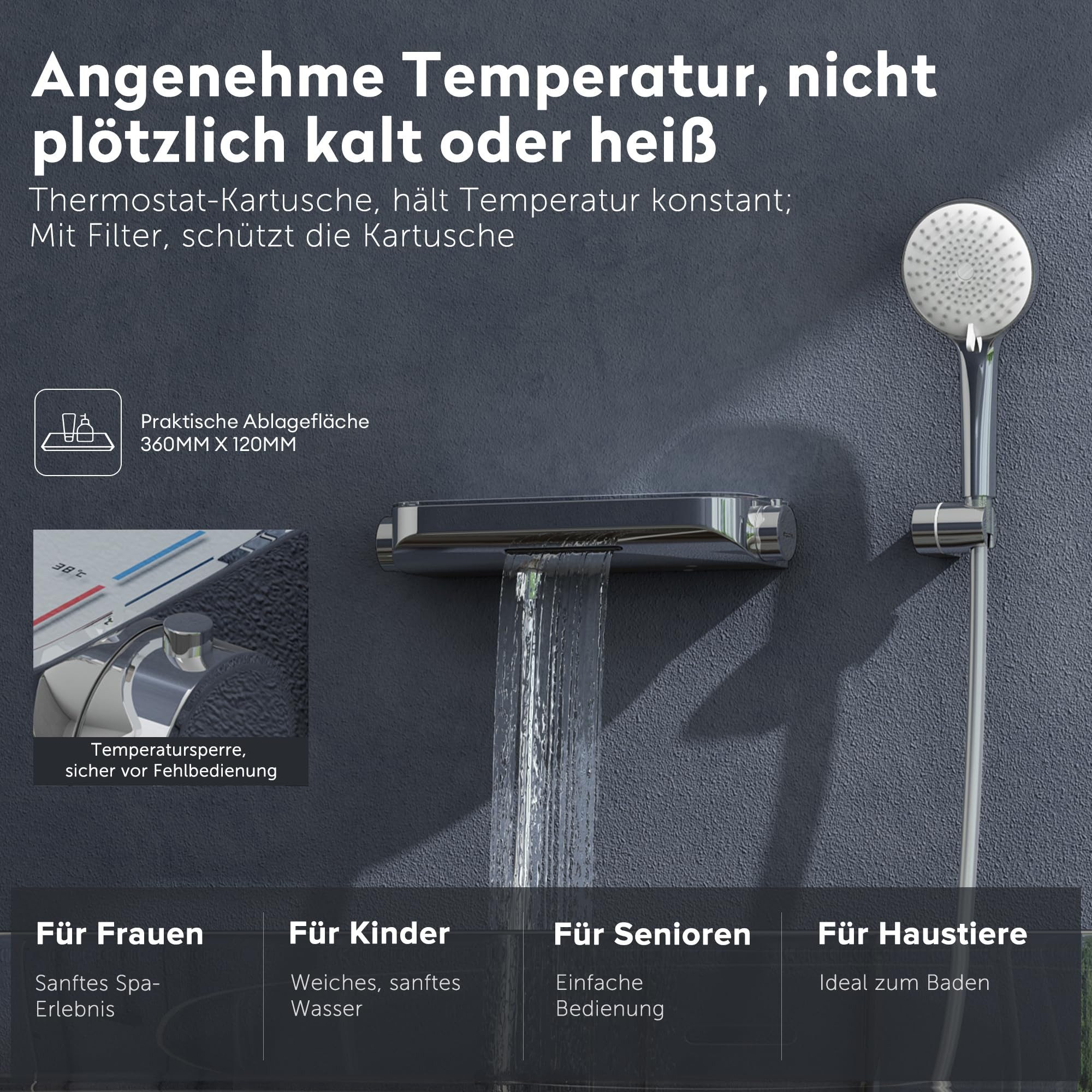 doporro Wannenarmatur Badewannenarmatur mit Handbrause Armatur mit Dusche Oryntex-03