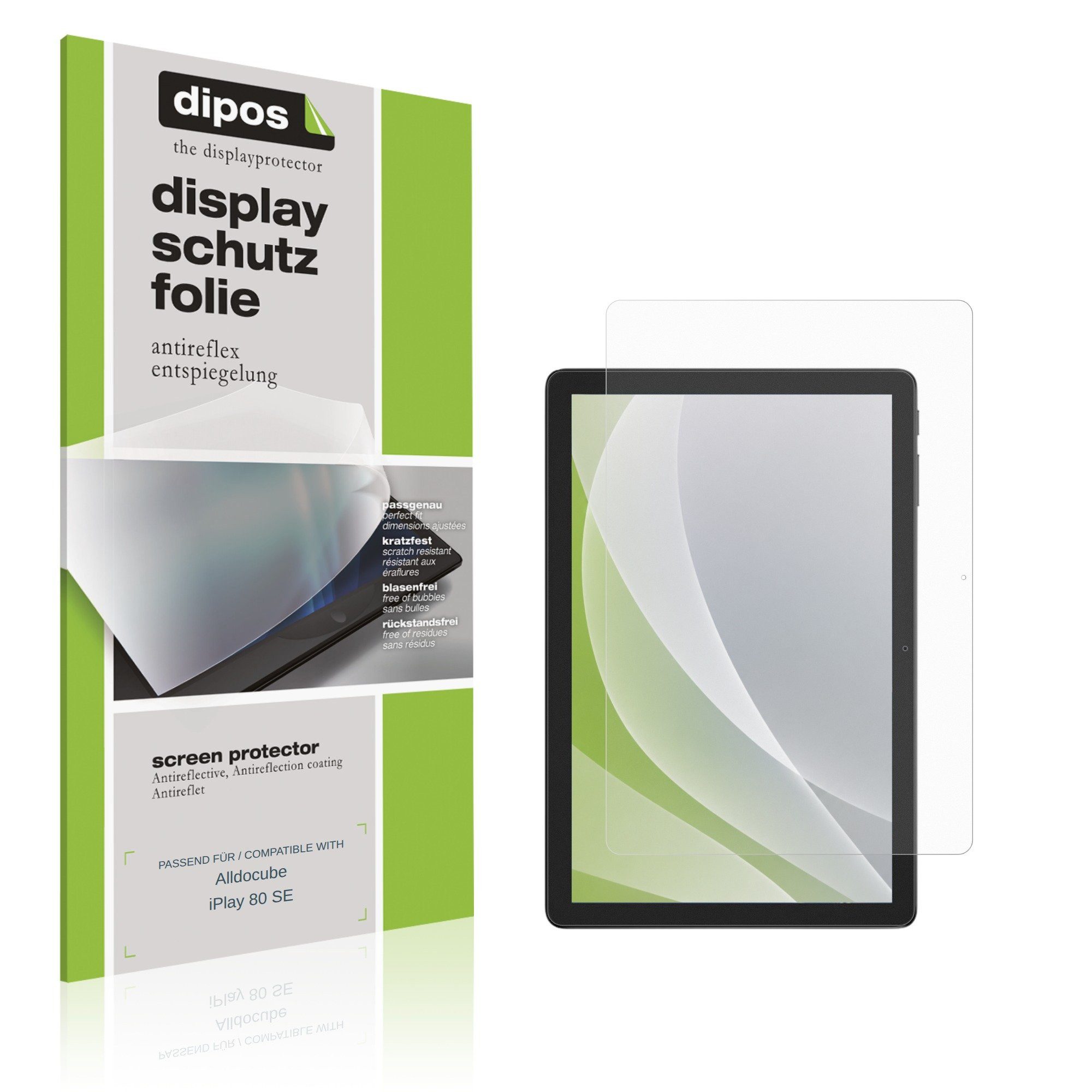 dipos Displayschutzfolie Schutzfolie für Alldocube iPlay 80 SE, 2 Stück, Displayschutz Schutz Folie Made in Germany