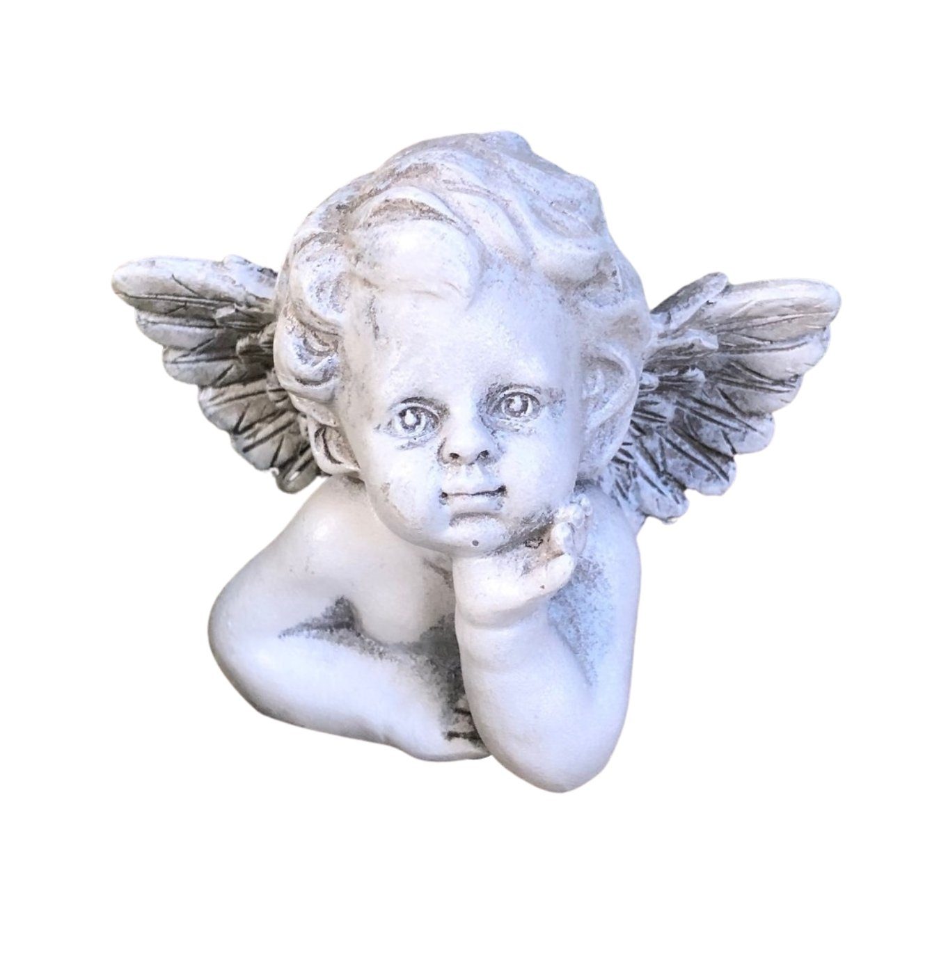 Radami Gartenfigur Engel mit Flügeln Grabengel Engelputte Grabschmuck