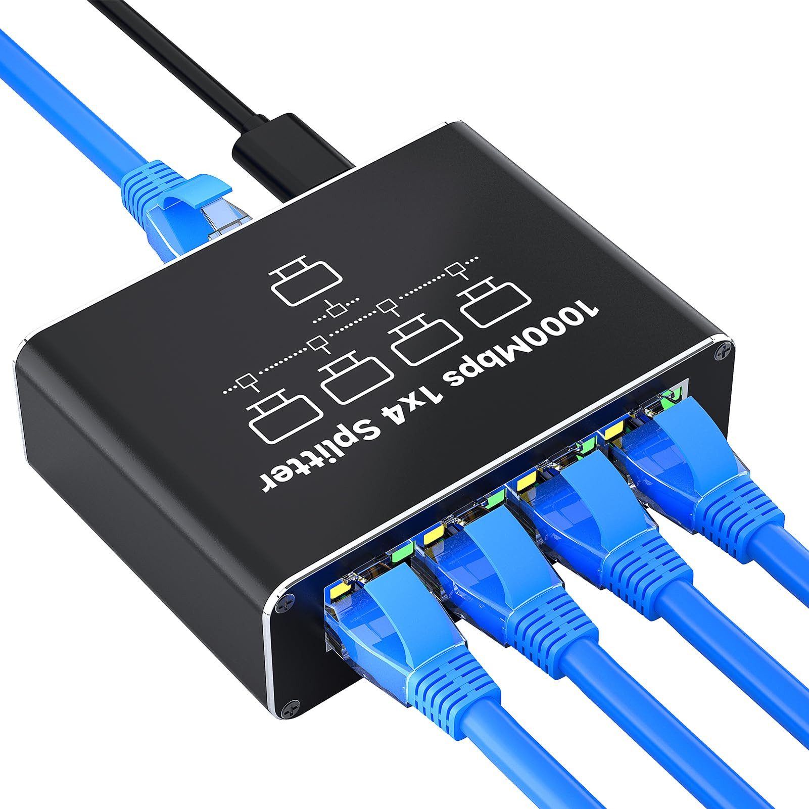 Bundviel Switch 1 auf 2/1 auf 4 Mit USB-C Netzkabel 1000Mbps Netzwerk Netzwerk-Switch