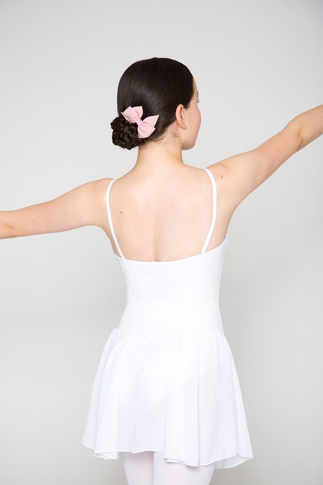 tanzmuster Chiffonkleid Ballettkleid mit weiß Mädchen Spaghettiträgern Ballettbody mit Maggie Chiffon Röckchen