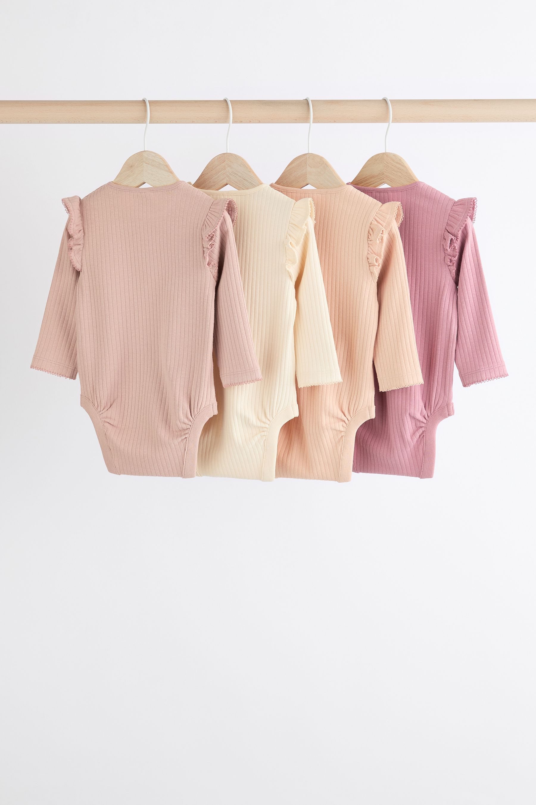 Next Langarmbody Baby Langarm-Bodysuits mit Rüschen im 4er-Pack (4-tlg) – Bild 2 von 5