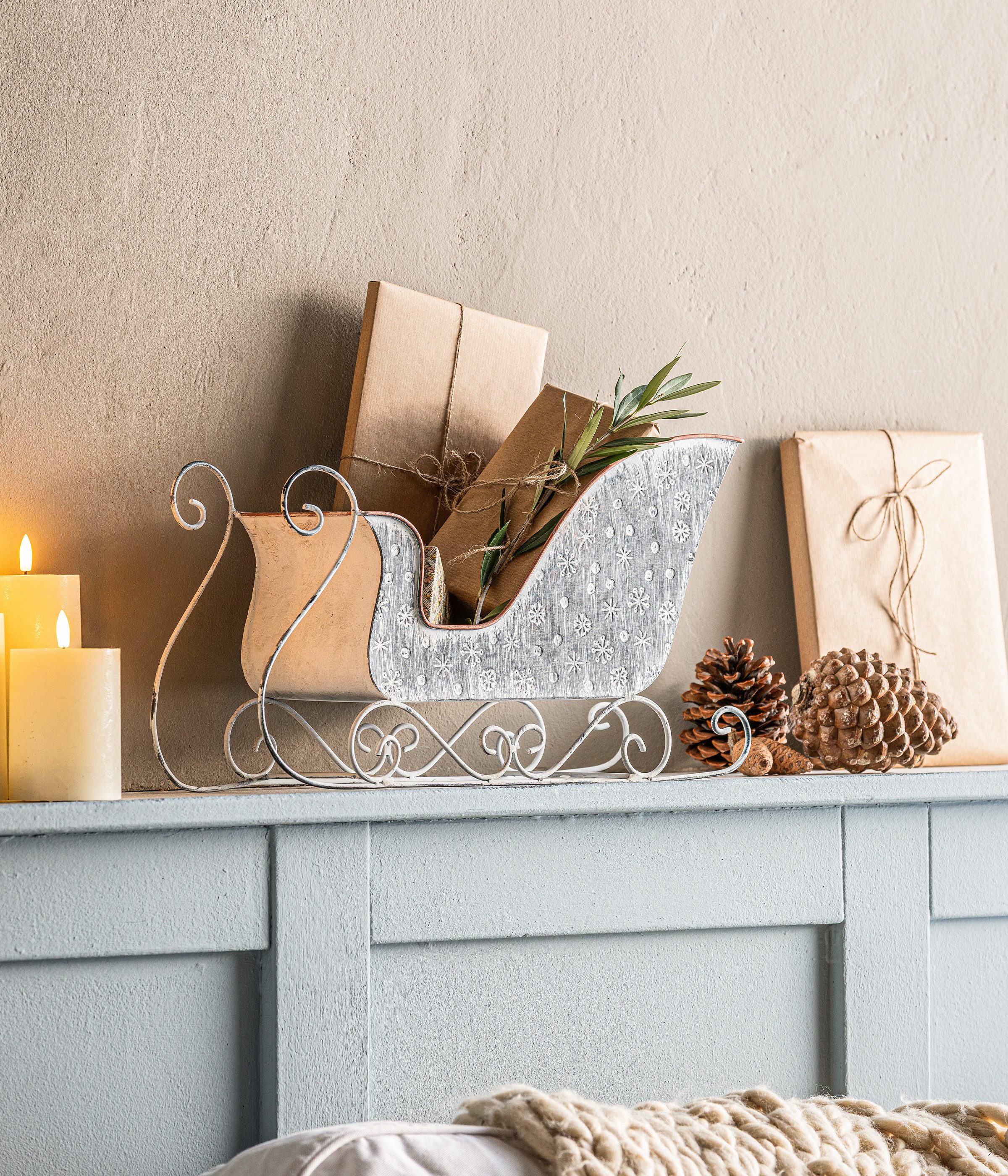 Dehner Weihnachtsfigur Schlitten für Weihnachtsdekoration, Metall, günstig online kaufen