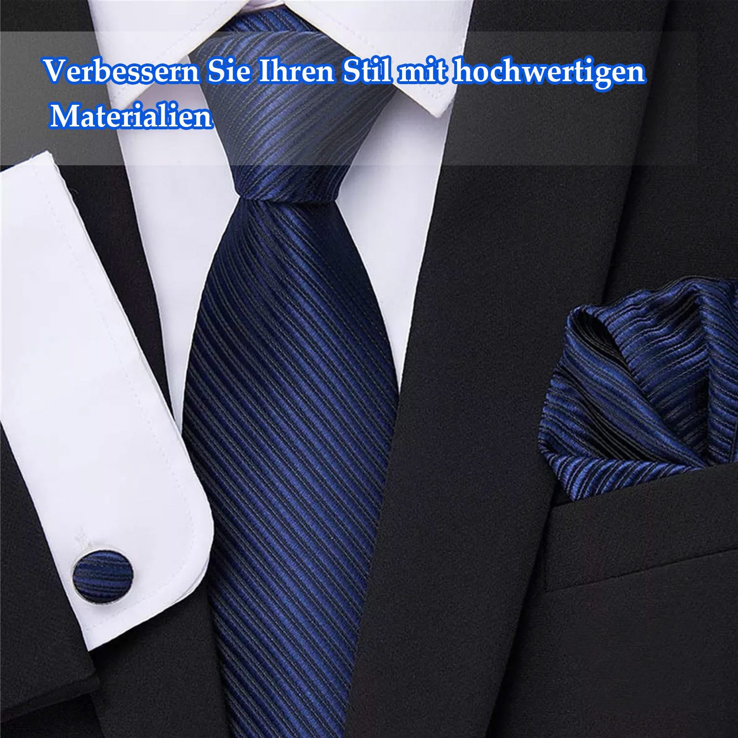 Refttenw Krawattennadel Set Herren Fliegen Set mit,Manschettenköpfe,Einstecktuch,Krawatten