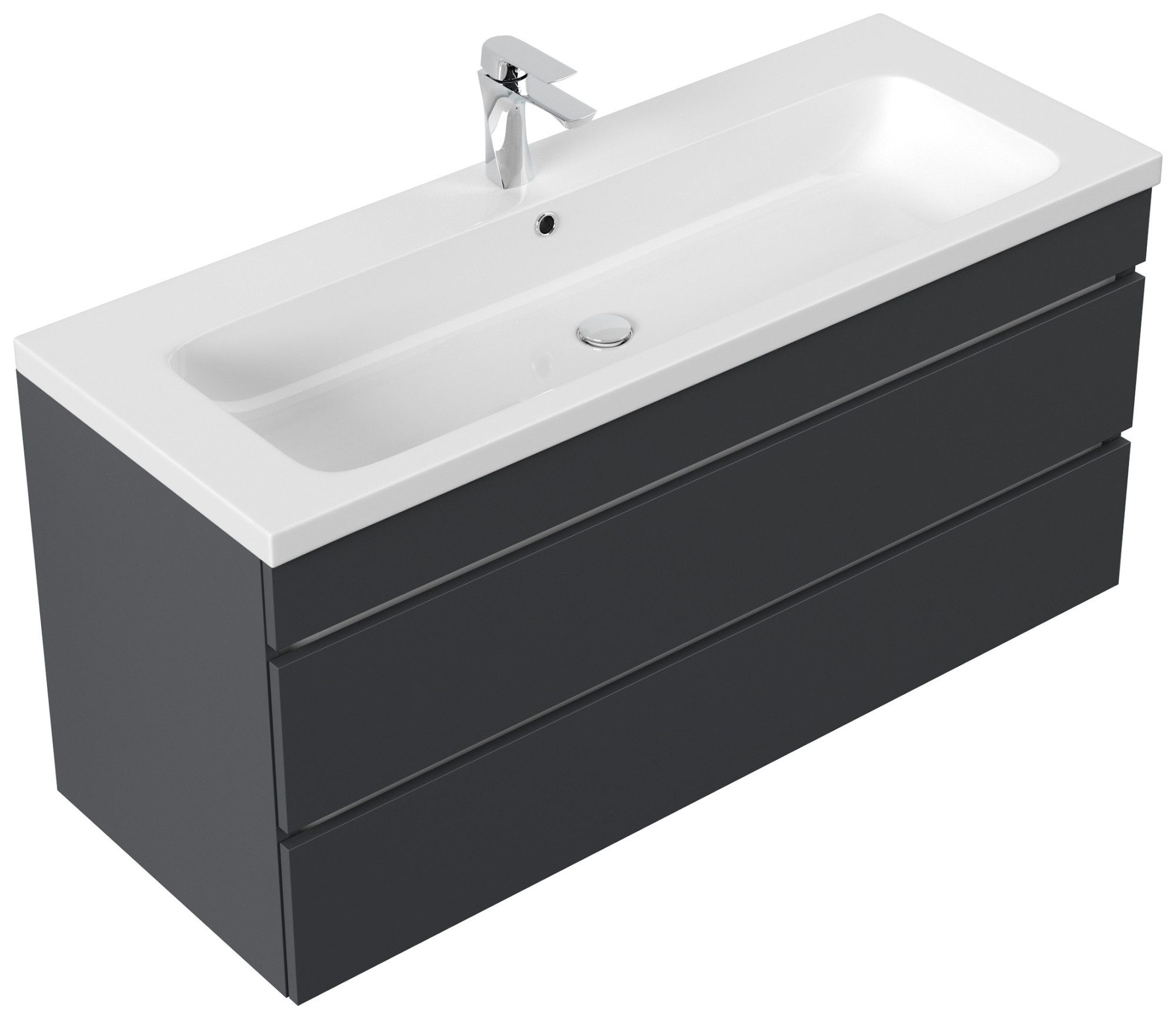 Magnolia Home Waschtisch Badmöbel Via 120 SoftClose grafit mit grifflosen Schubladen