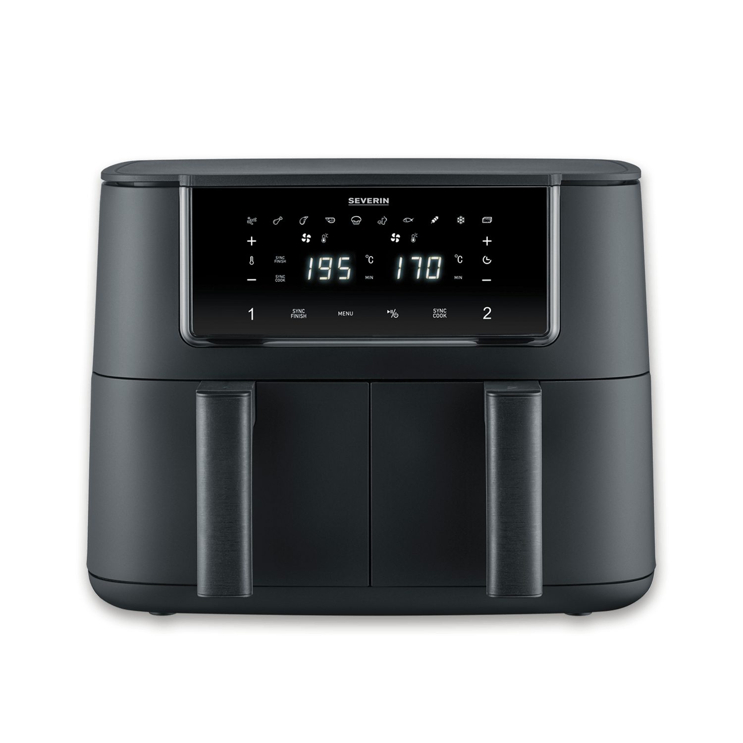 Severin Fritteuse FR 2463 Heißluftfritteuse Black Line Dual, 2600 W