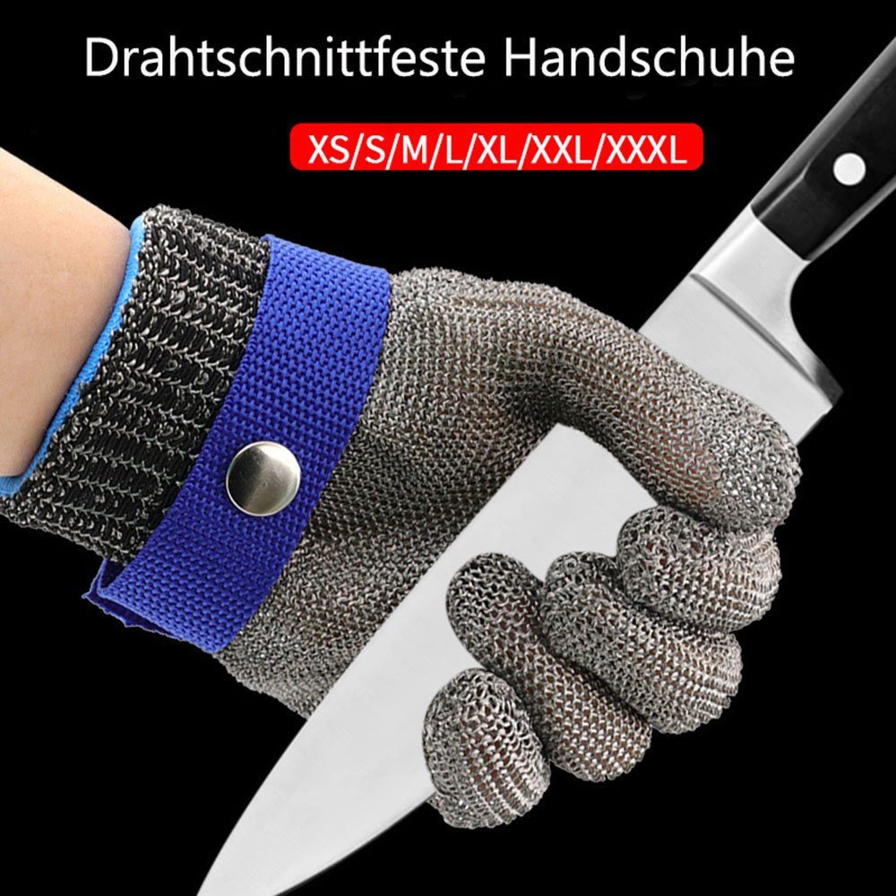 L ConPush Schnittschutz Handschuhe Edelstahl-Metal Mesh Metzgerhandschuh mit,Schutzgrad 5 