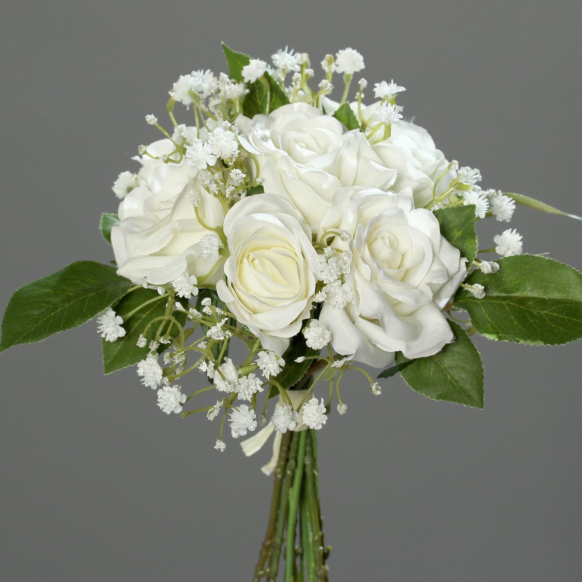 Kunstblumenstrauß Rosen-Schleierkraut-Bouquet 20cm, mucPlants günstig online kaufen
