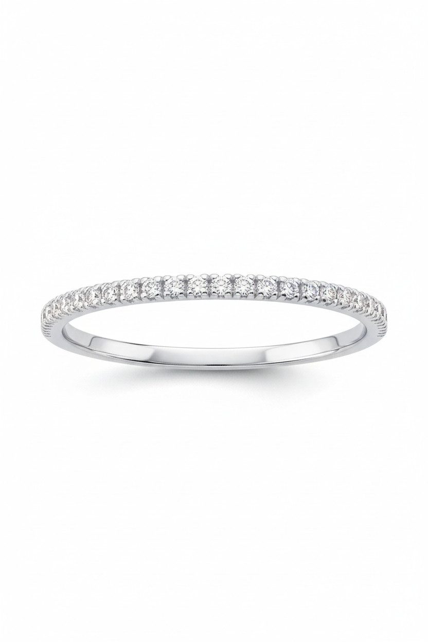 Diademita Fingerring Silberner Linienring mit Zirkonia (Set)