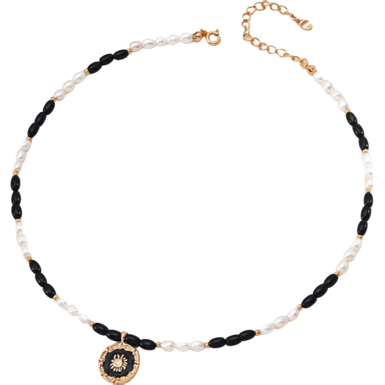 Kette mit Anhänger Halskette Damen Silber 925, Anhänger-Kette, Halskette Perlen