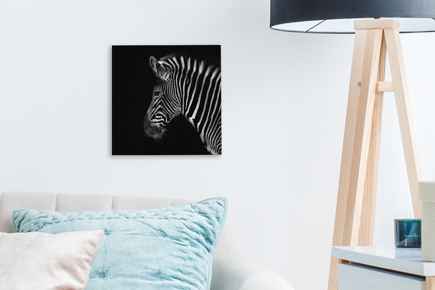 OneMillionCanvasses® Leinwandbild Zebra - (1 Bilder Wohnzimmer Tiere St), Wilde Schlafzimmer - Leinwand für Schwarz