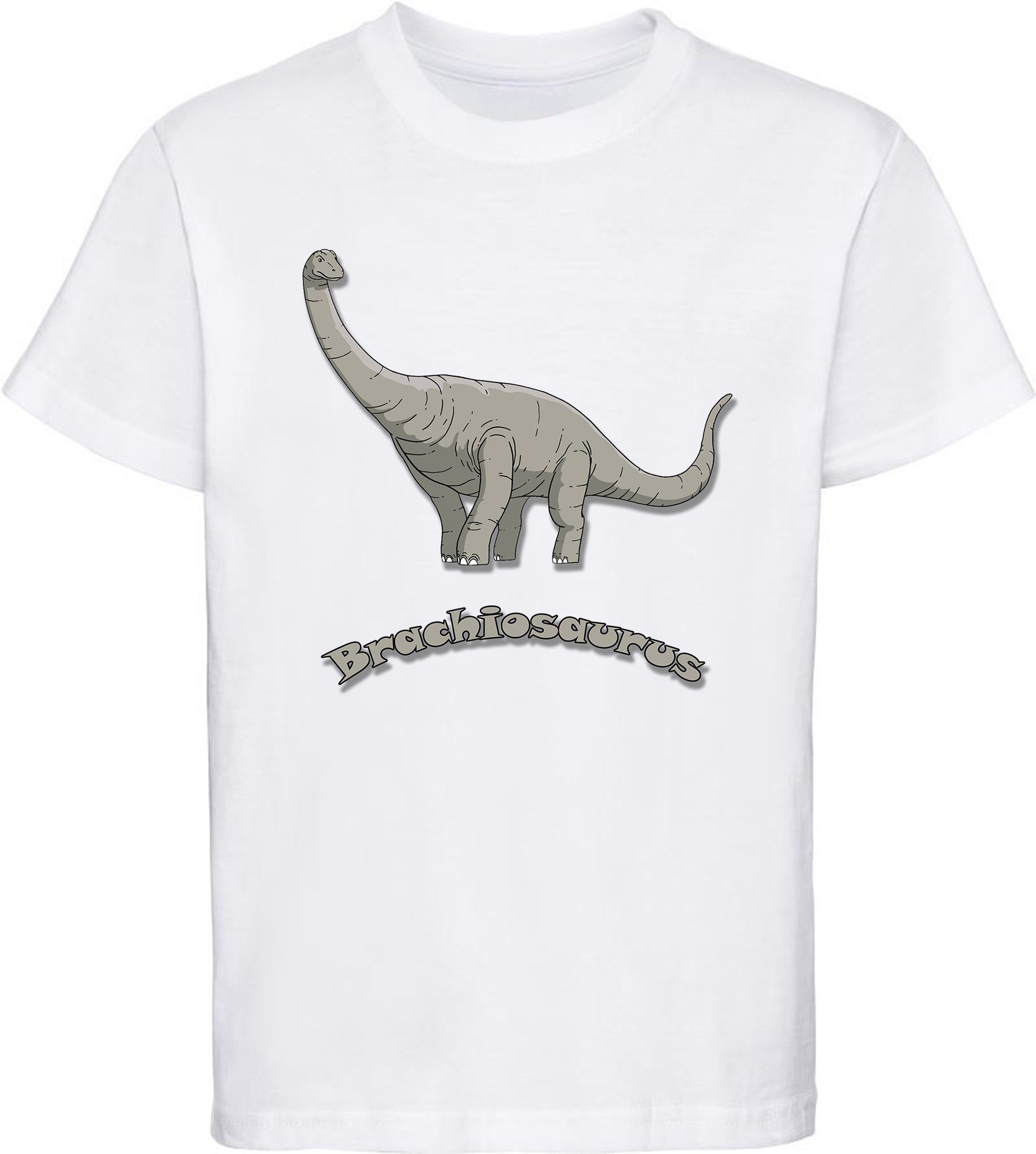 MyDesign24 Print-Shirt bedrucktes Kinder T-Shirt mit Brachiosaurus Baumwollshirt mit Dino, schwarz, weiß, rot, blau, i66