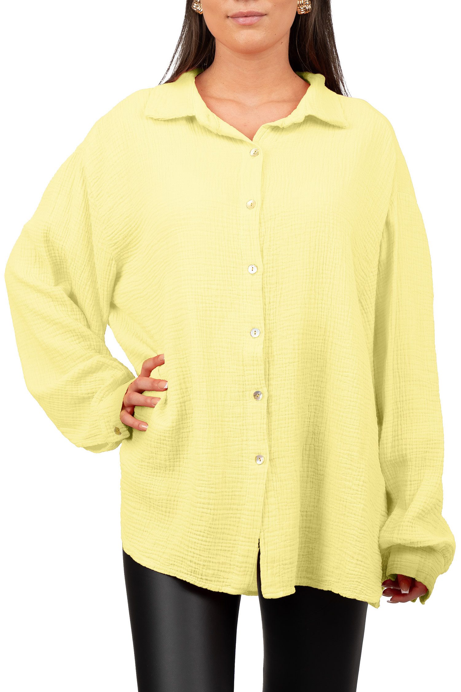 Reichstadt Hemdbluse Reichstadt Damen Musselin Bluse 25RSW080 Trendige Knitteroptik für entspannte Casual-Looks