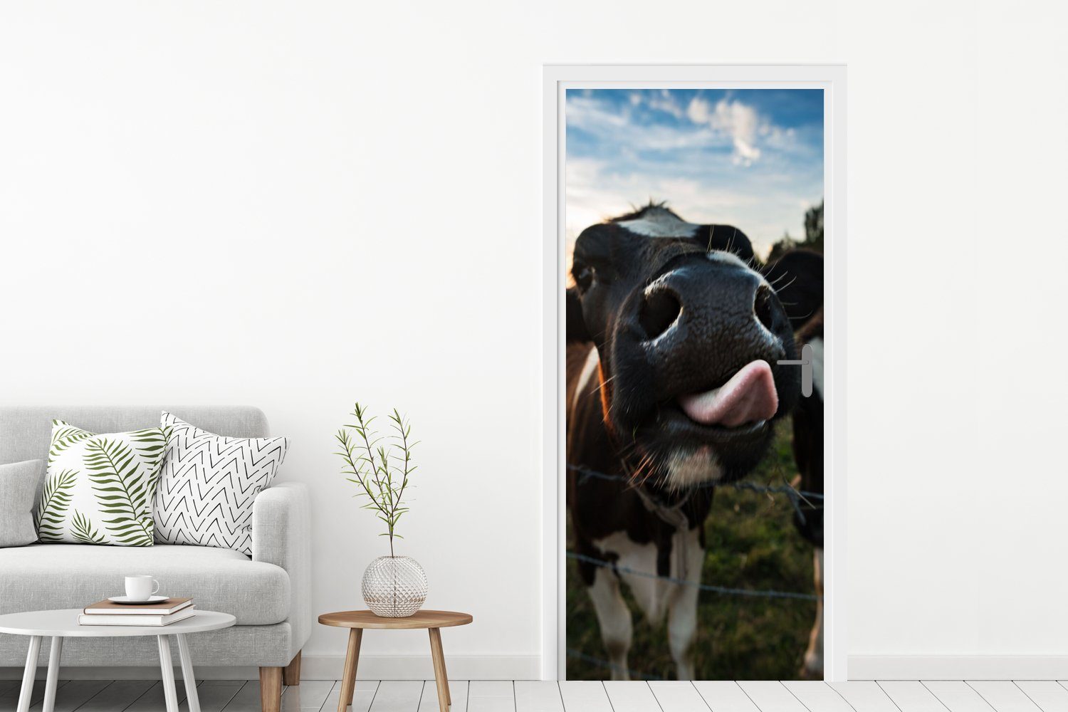 - Kuh Natur Ausgezeichnete Zunge, bedruckt, 75x205 (1 Tiere - - Matt, cm für Türaufkleber, St), Fototapete Tür, Türtapete MuchoWow