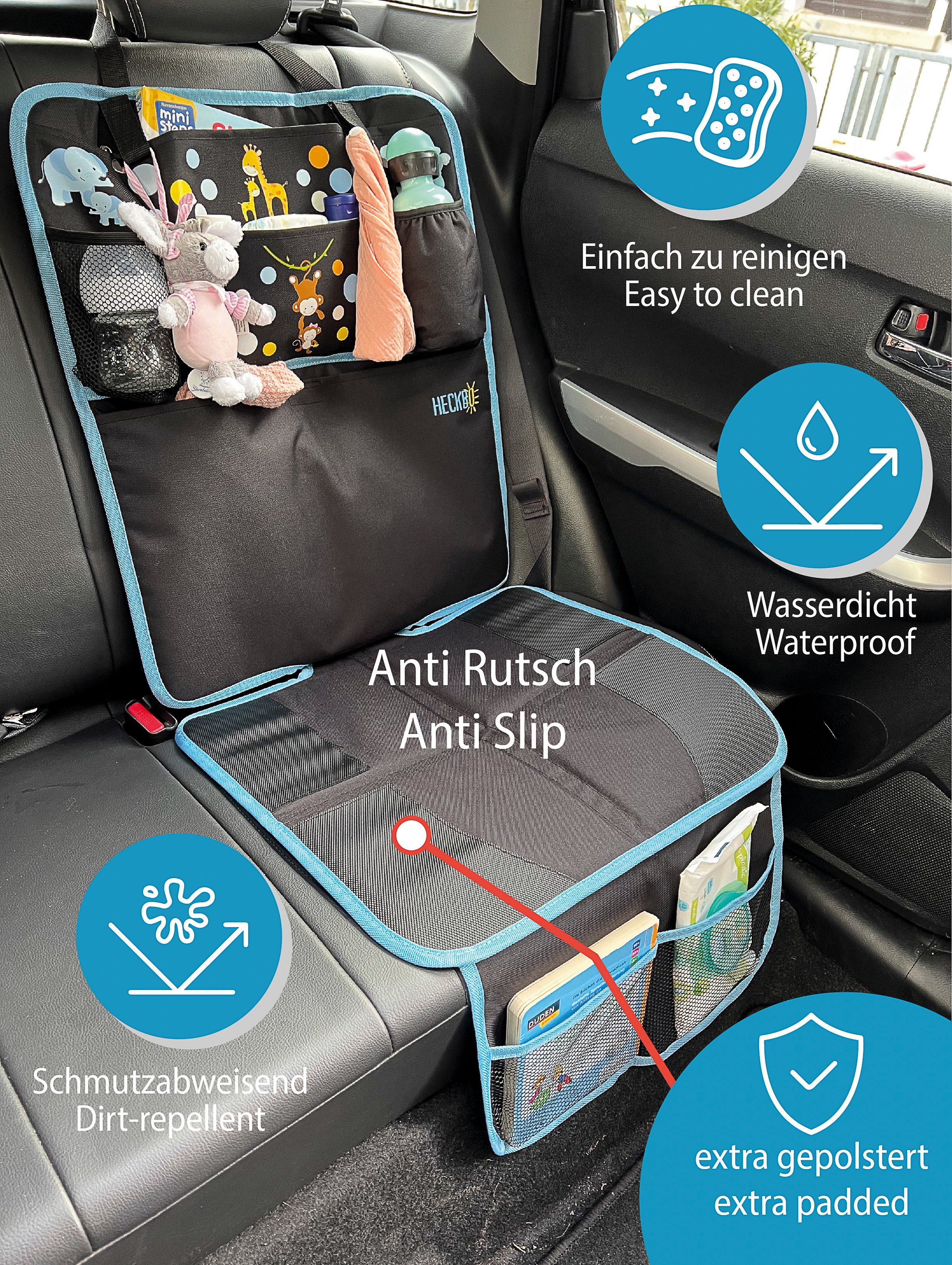 HECKBO Kindersitzunterlage 1x Auto Kindersitzunterlage XL, Schutzunterlage Kindersitz Sitzschutz – Bild 4 von 4