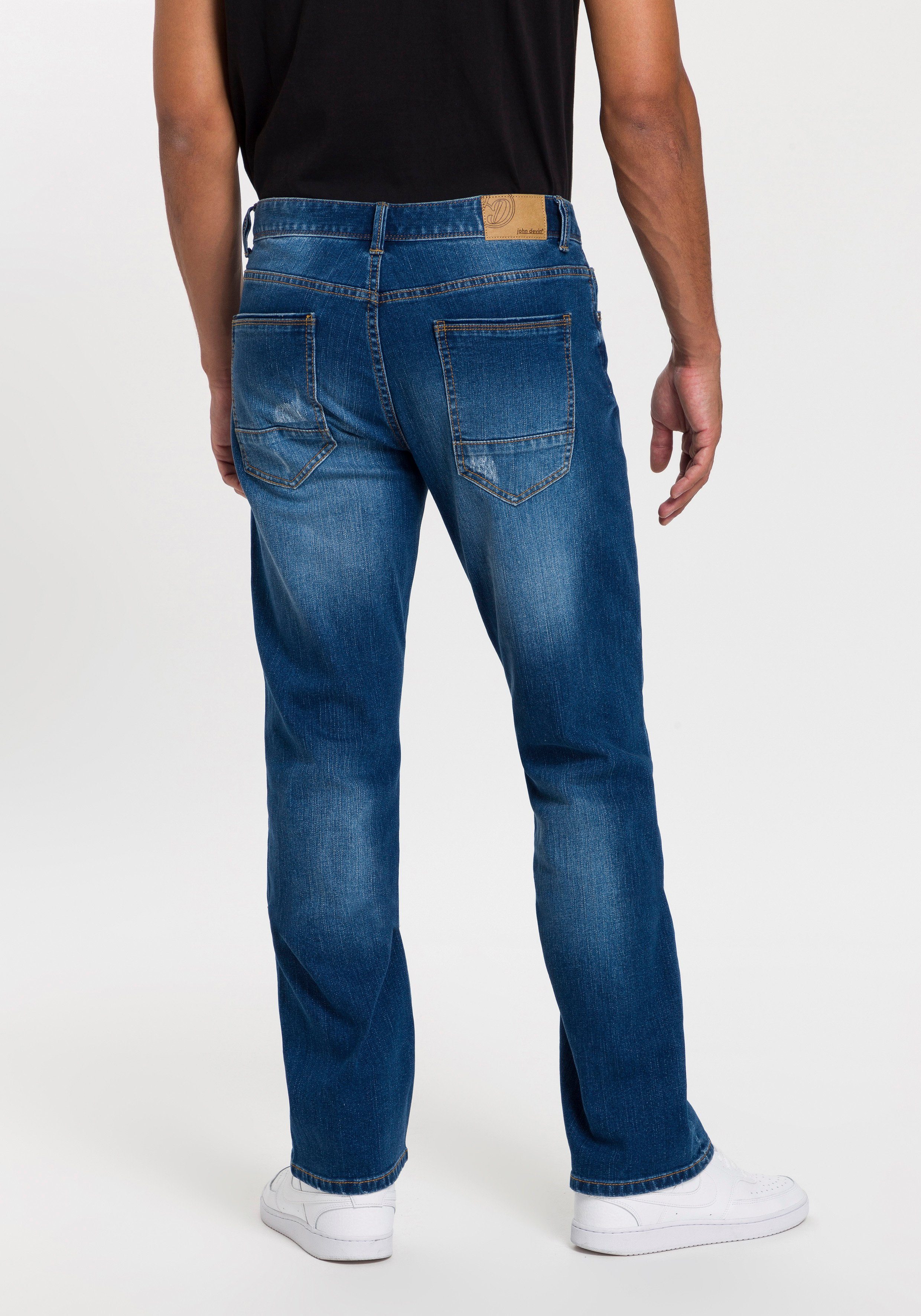 John Devin Straight-Jeans blue-used Elasthan mit